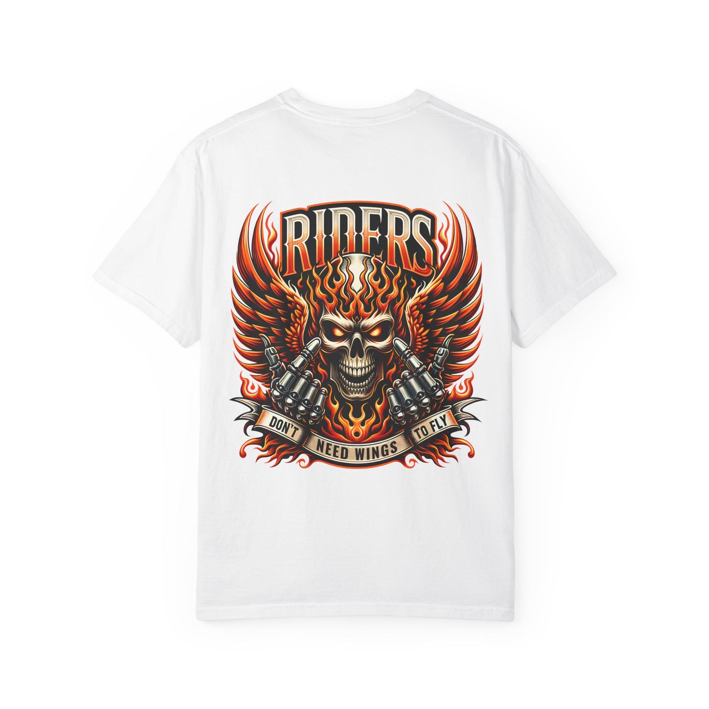 Unisex Rider Graphic T-Shirt, Vintage Motorcycle Tee, Skull and Wings Shirt, Rebel Biker Apparel, Perfect for Riders and Bike Lovers