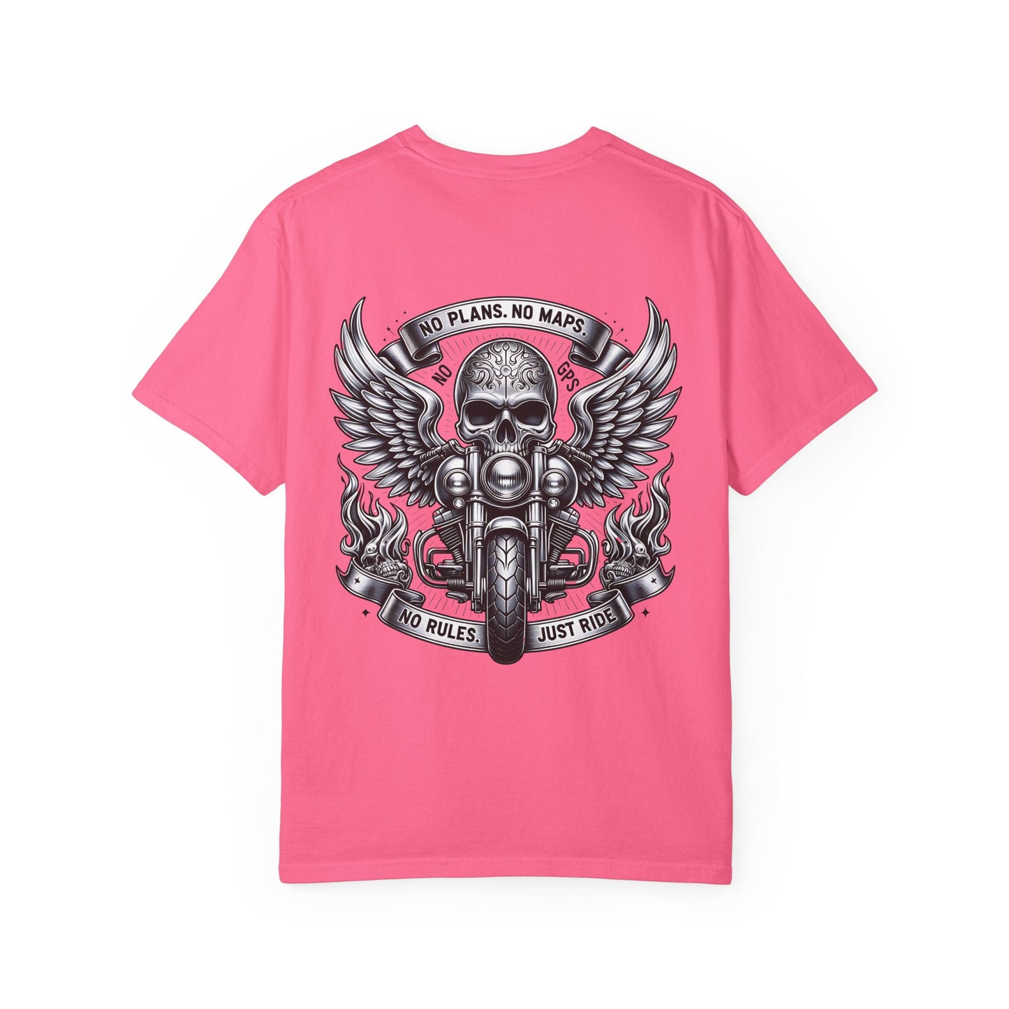 Rebellious Motorcycle Graphic Tee, Unisex Biker Shirt, Skull Design Apparel, Vintage Style T-Shirt, Gift for Riders, Casual Summer Wear