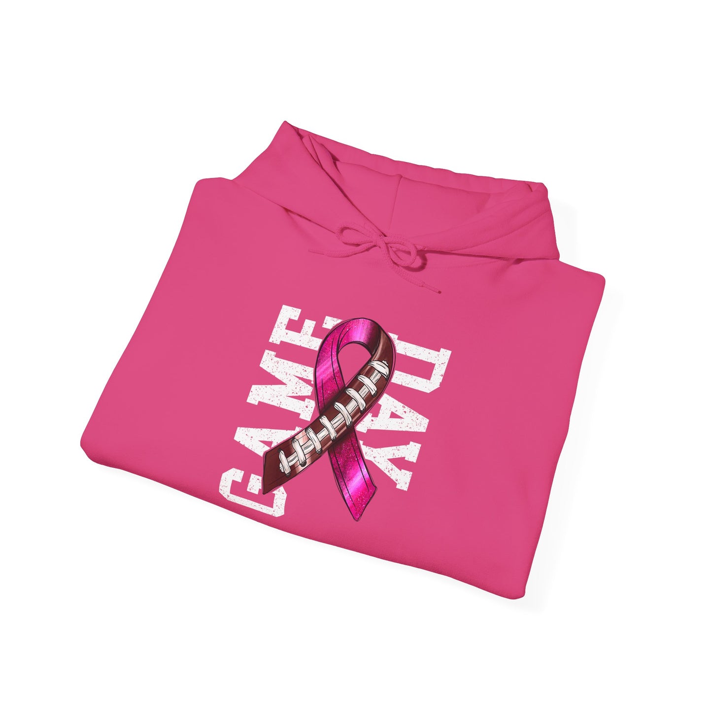 Pink Ribbon Game Day Hoodie for Football Fans, Unisex Sweatshirt, Breast Cancer Awareness, Sporty Gifts, Game Night Apparel