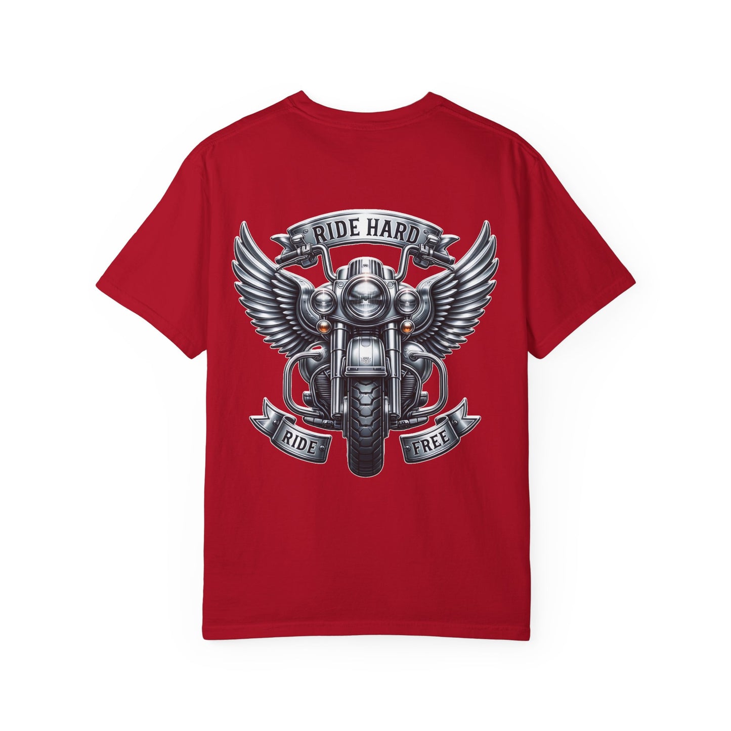 Ride Hard Unisex Garment-Dyed T-Shirt | Vintage Motorcycle Tee, Biker Gift, Freedom Shirt, Casual Wear, Ride Free Apparel