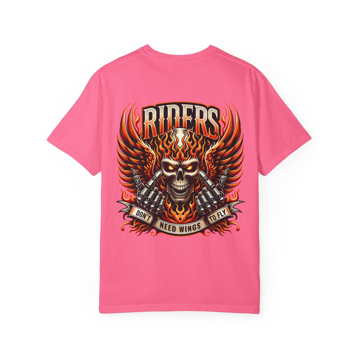 Unisex Rider Graphic T-Shirt, Vintage Motorcycle Tee, Skull and Wings Shirt, Rebel Biker Apparel, Perfect for Riders and Bike Lovers