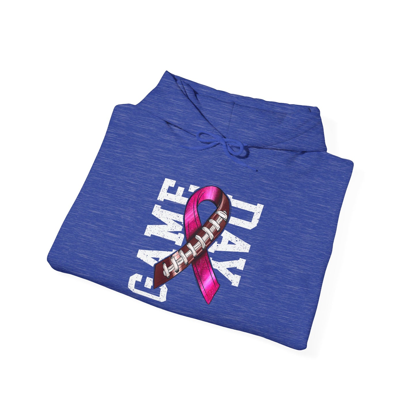 Pink Ribbon Game Day Hoodie for Football Fans, Unisex Sweatshirt, Breast Cancer Awareness, Sporty Gifts, Game Night Apparel