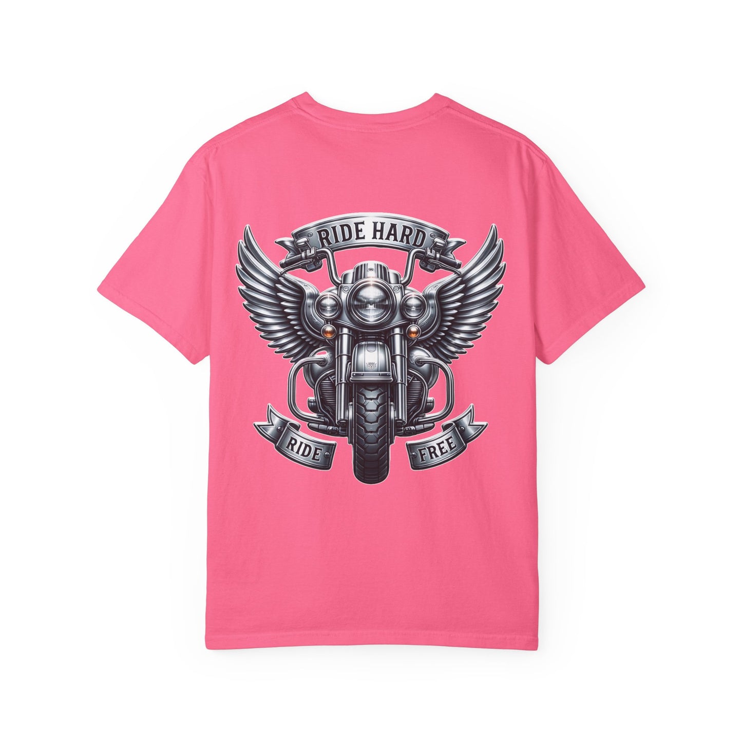 Ride Hard Unisex Garment-Dyed T-Shirt | Vintage Motorcycle Tee, Biker Gift, Freedom Shirt, Casual Wear, Ride Free Apparel