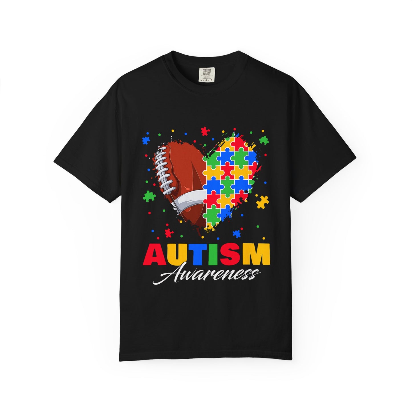 Autism Awareness T-Shirt, Unisex Garment-Dyed Tee, Heart Puzzle Design, Perfect for Awareness Events, Gifts, and Everyday Wear