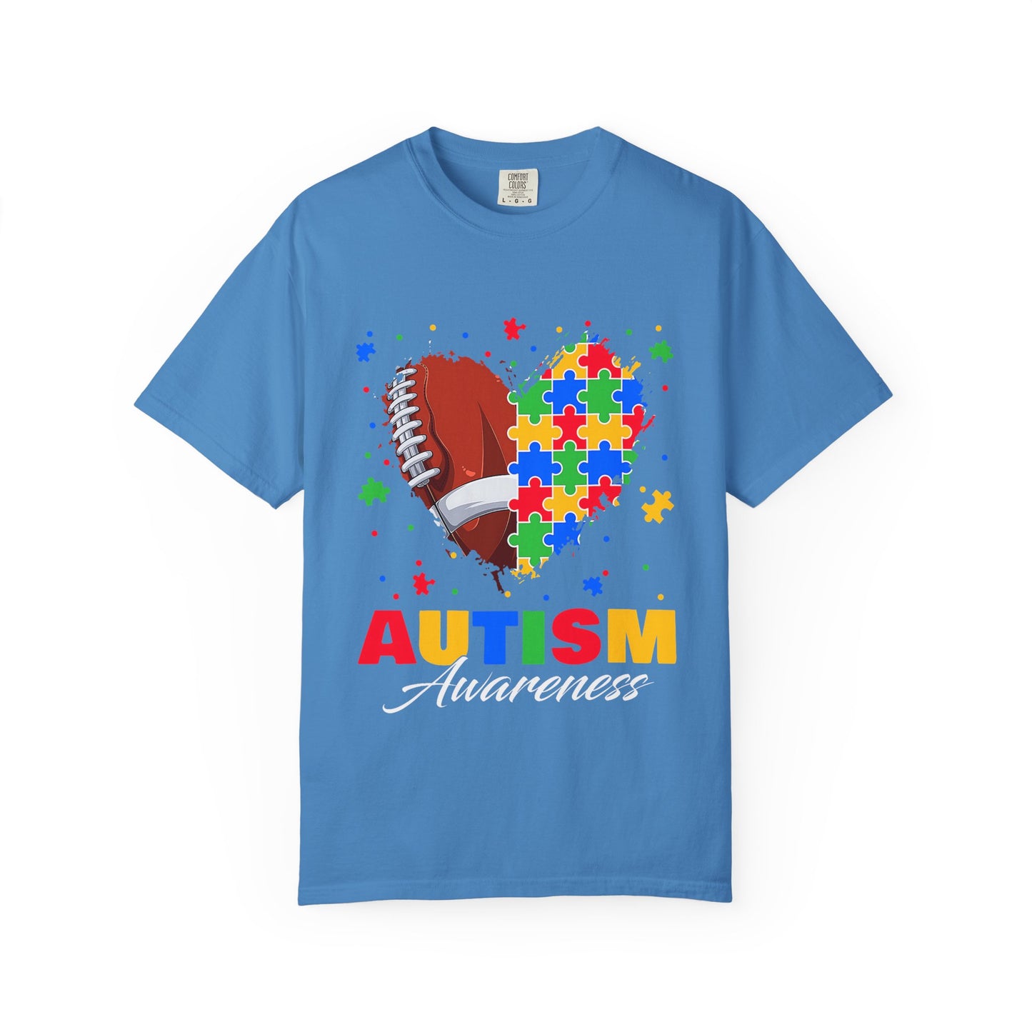 Autism Awareness T-Shirt, Unisex Garment-Dyed Tee, Heart Puzzle Design, Perfect for Awareness Events, Gifts, and Everyday Wear