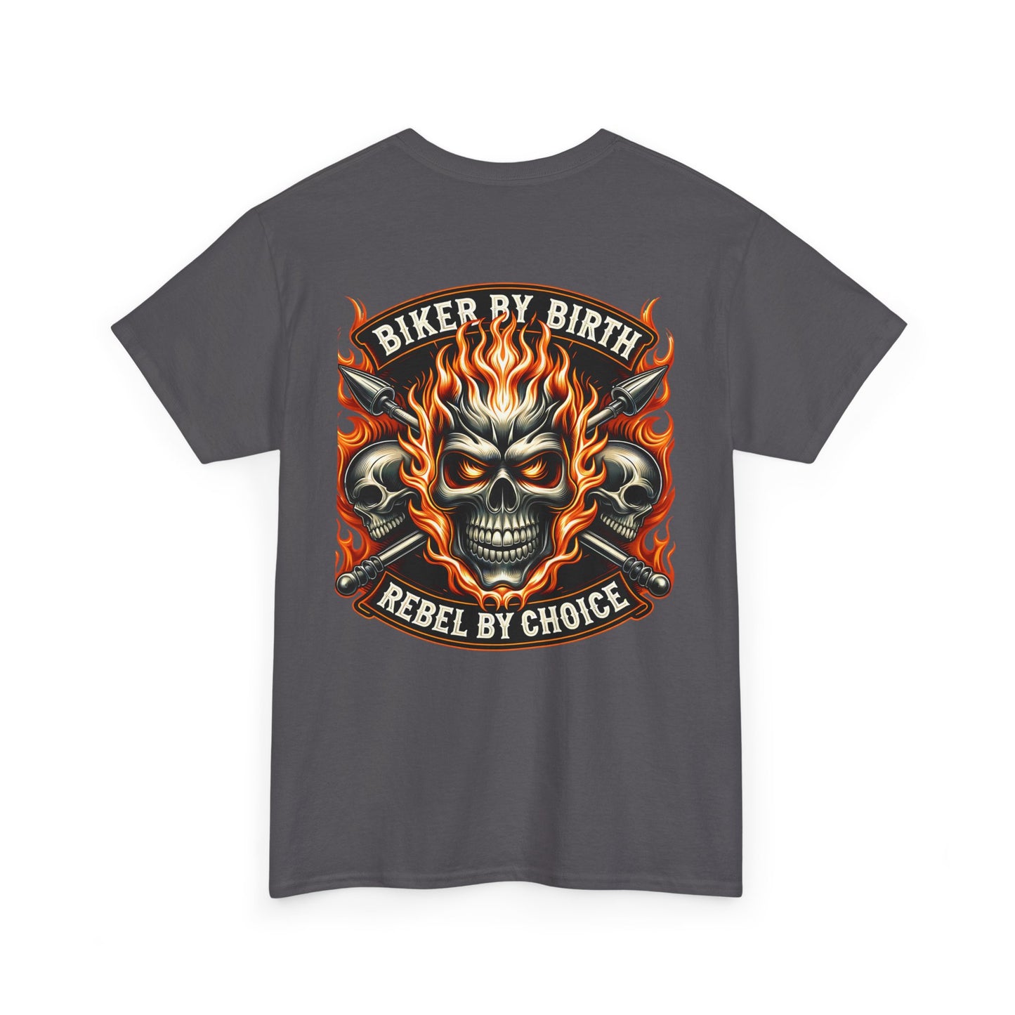 Biker Rebel Unisex Heavy Cotton Tee, Edgy Graphic T-Shirt, Gift for Bikers, Vintage Style Tee, Casual Wear, Cool Apparel