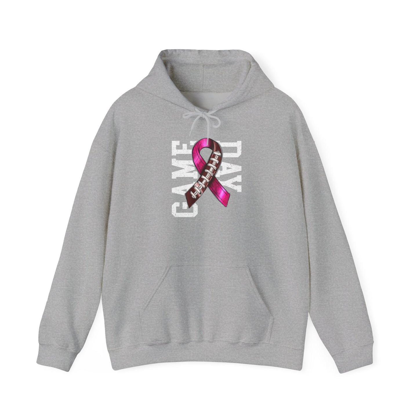 Pink Ribbon Game Day Hoodie for Football Fans, Unisex Sweatshirt, Breast Cancer Awareness, Sporty Gifts, Game Night Apparel
