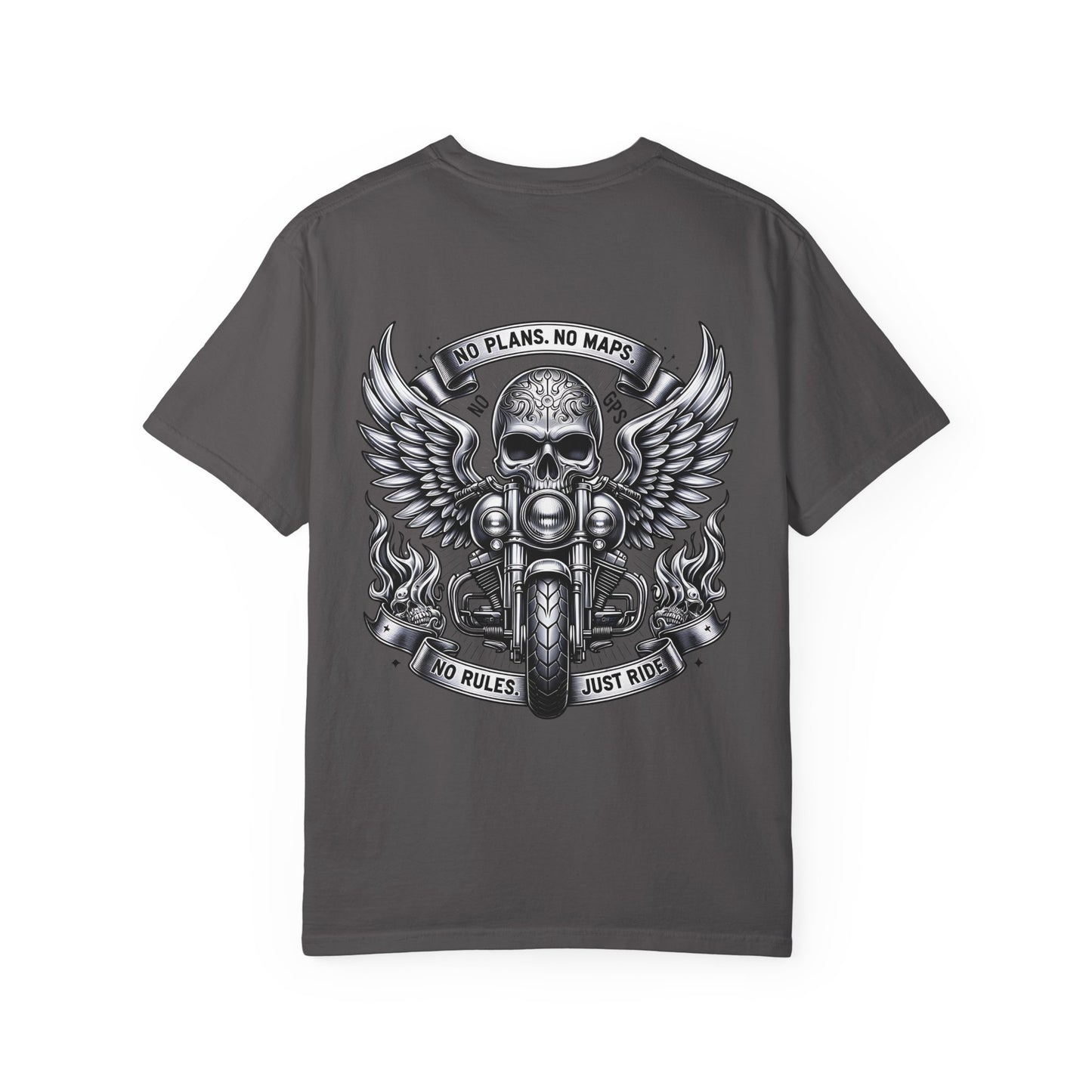 Rebellious Motorcycle Graphic Tee, Unisex Biker Shirt, Skull Design Apparel, Vintage Style T-Shirt, Gift for Riders, Casual Summer Wear
