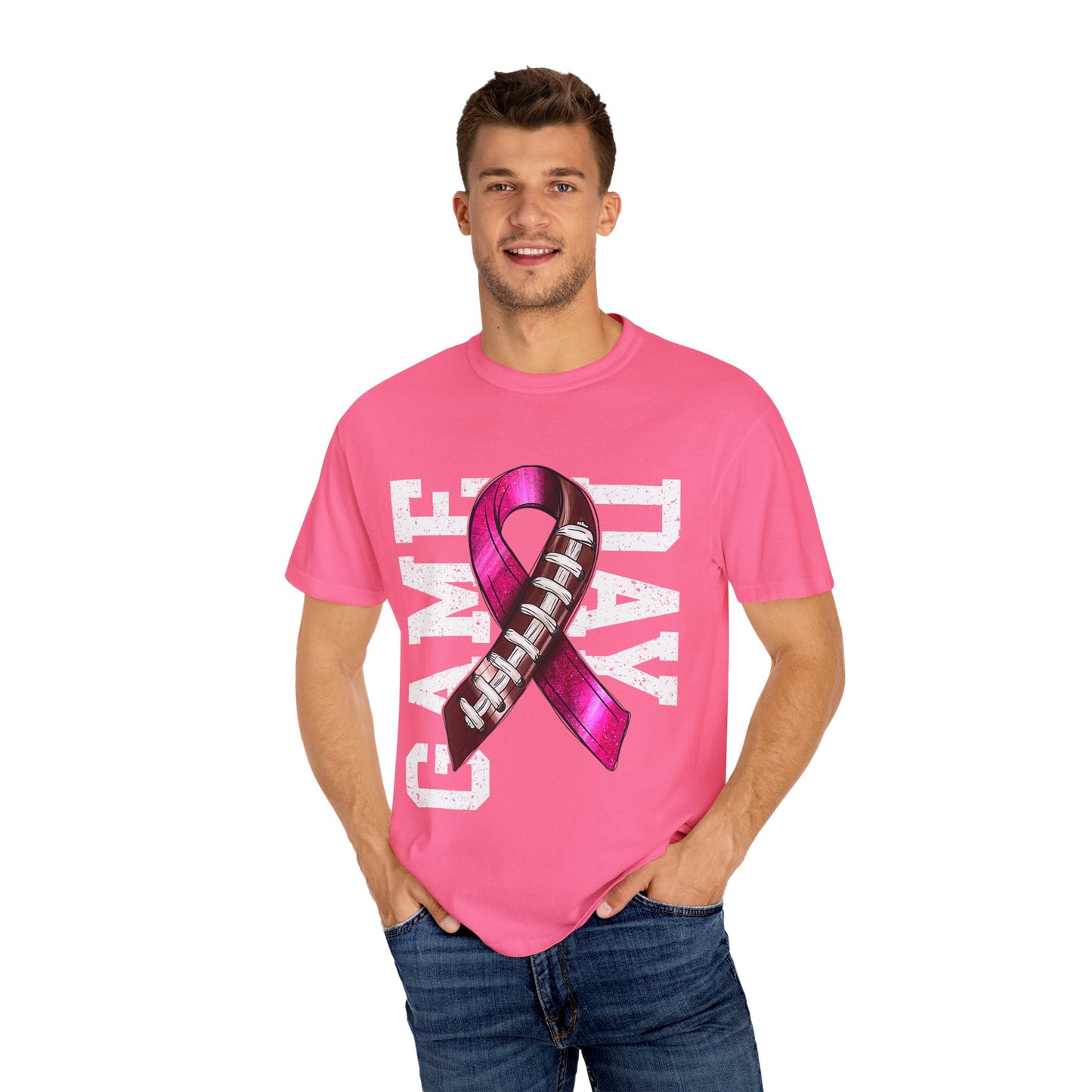 Game Day Football Awareness T-Shirt | Unisex, Casual Tee, Sports Fan Gift, Breast Cancer Awareness Tee, Game Day Outfit