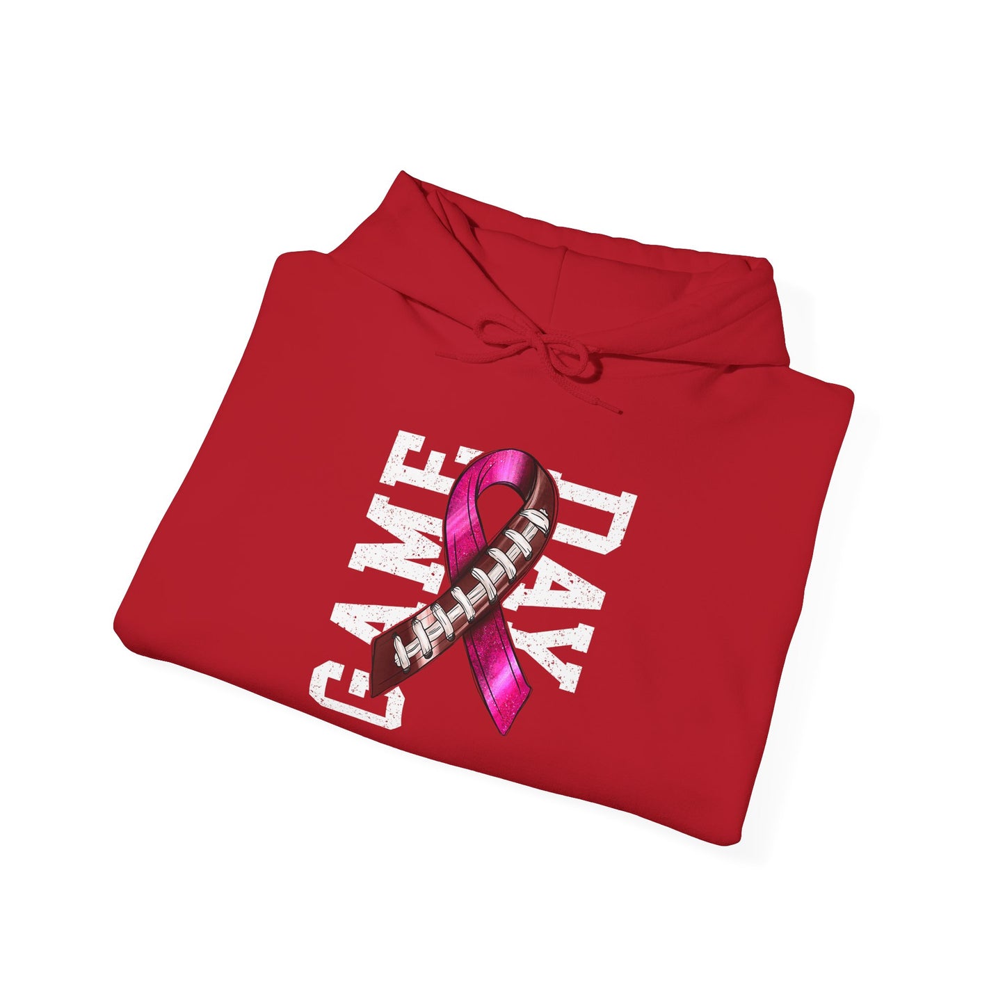 Pink Ribbon Game Day Hoodie for Football Fans, Unisex Sweatshirt, Breast Cancer Awareness, Sporty Gifts, Game Night Apparel
