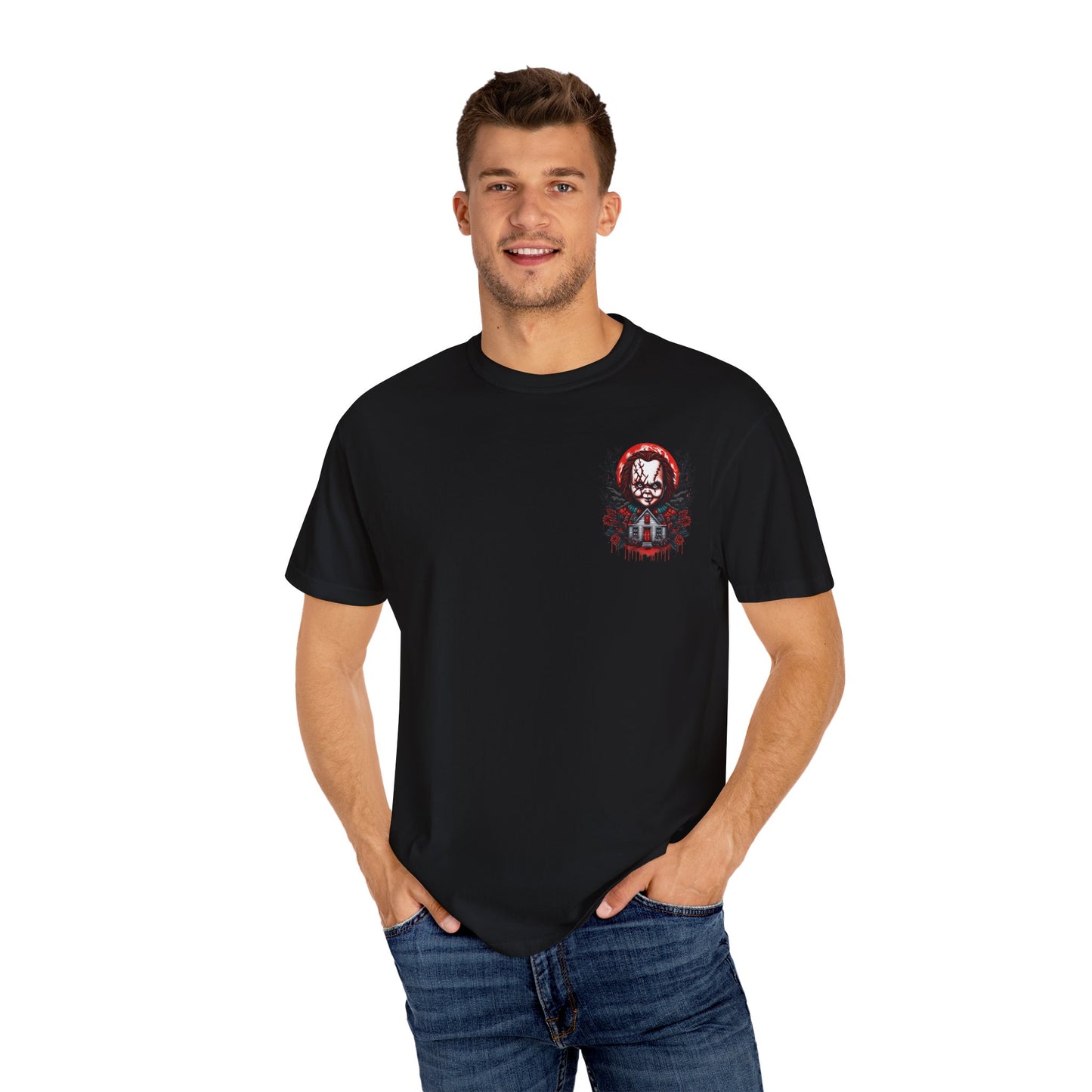 Chilling Horror Graphic T-Shirt, Halloween Costume, Unisex Tee, Spooky Gift, Creepy Apparel, Horror Lover's Merchandise