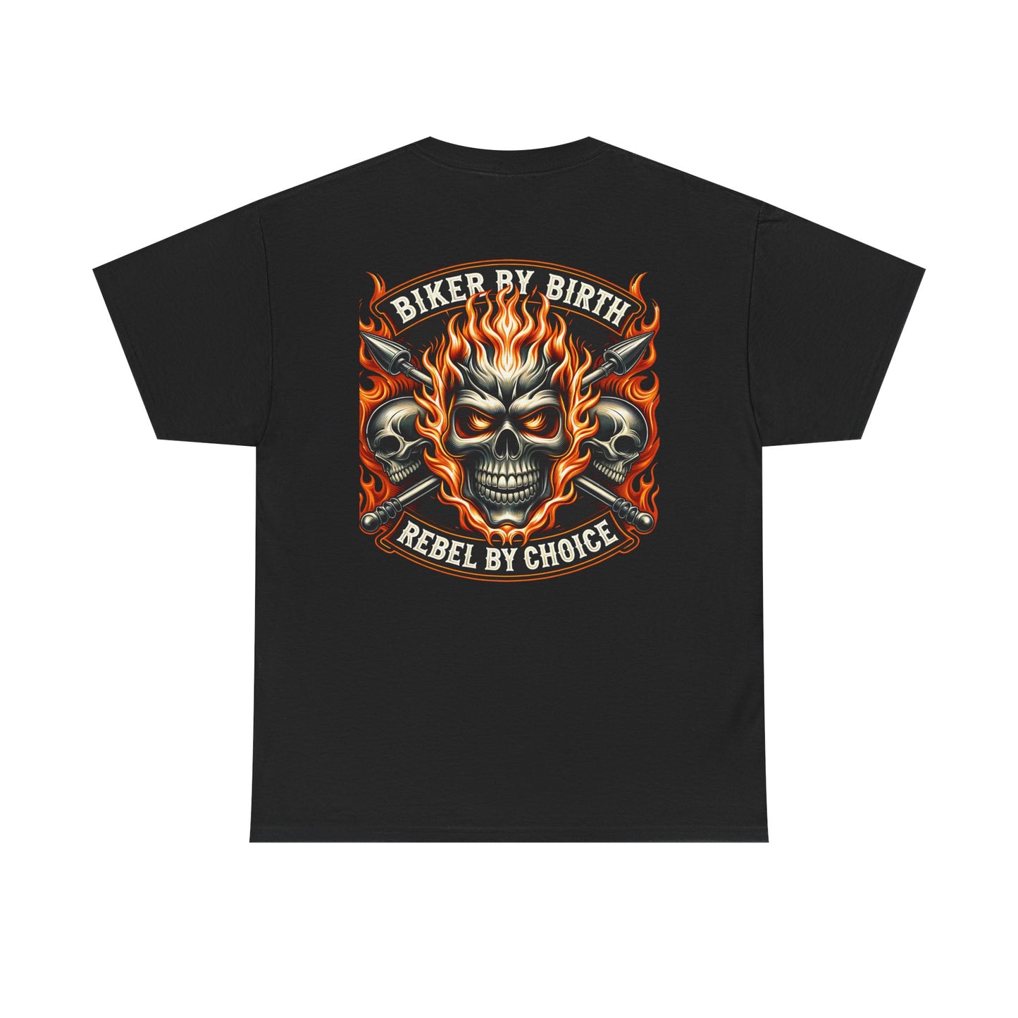 Biker Rebel Unisex Heavy Cotton Tee, Edgy Graphic T-Shirt, Gift for Bikers, Vintage Style Tee, Casual Wear, Cool Apparel