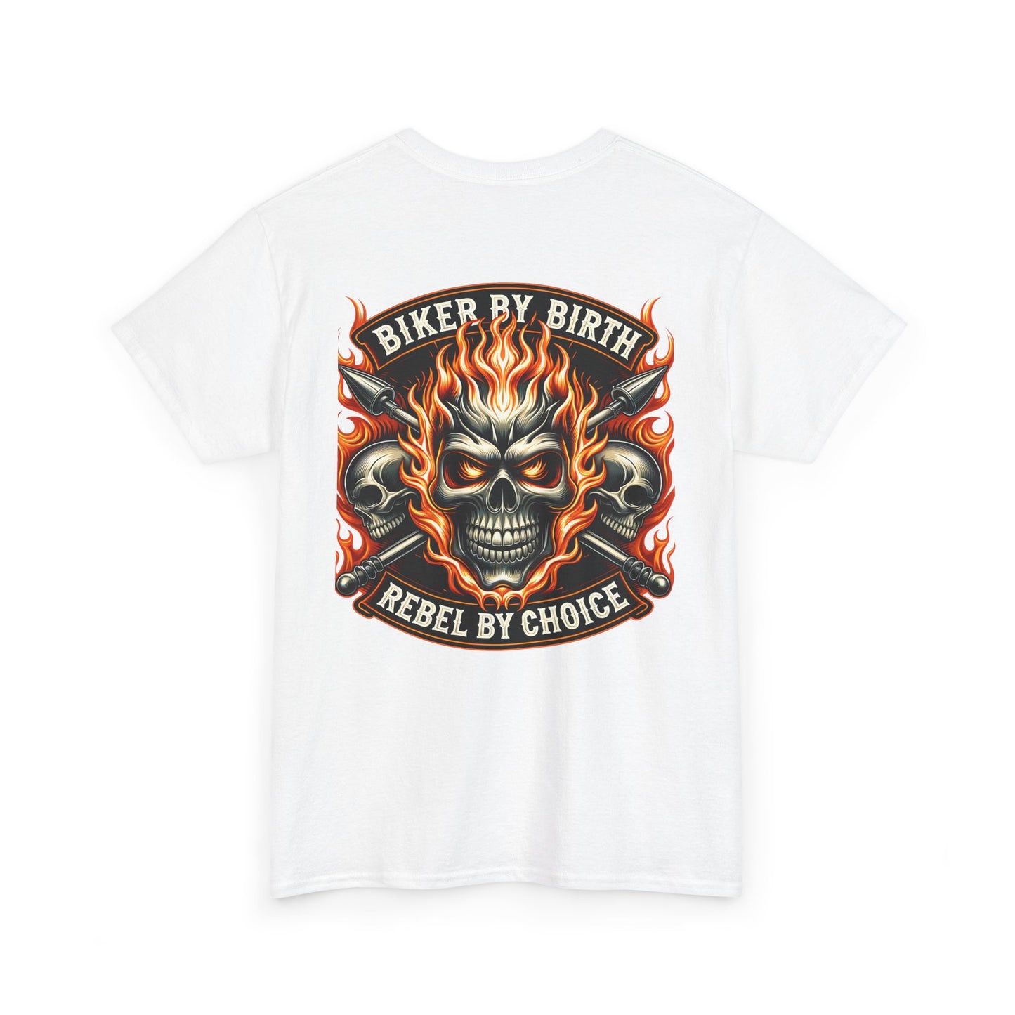 Biker Rebel Unisex Heavy Cotton Tee, Edgy Graphic T-Shirt, Gift for Bikers, Vintage Style Tee, Casual Wear, Cool Apparel
