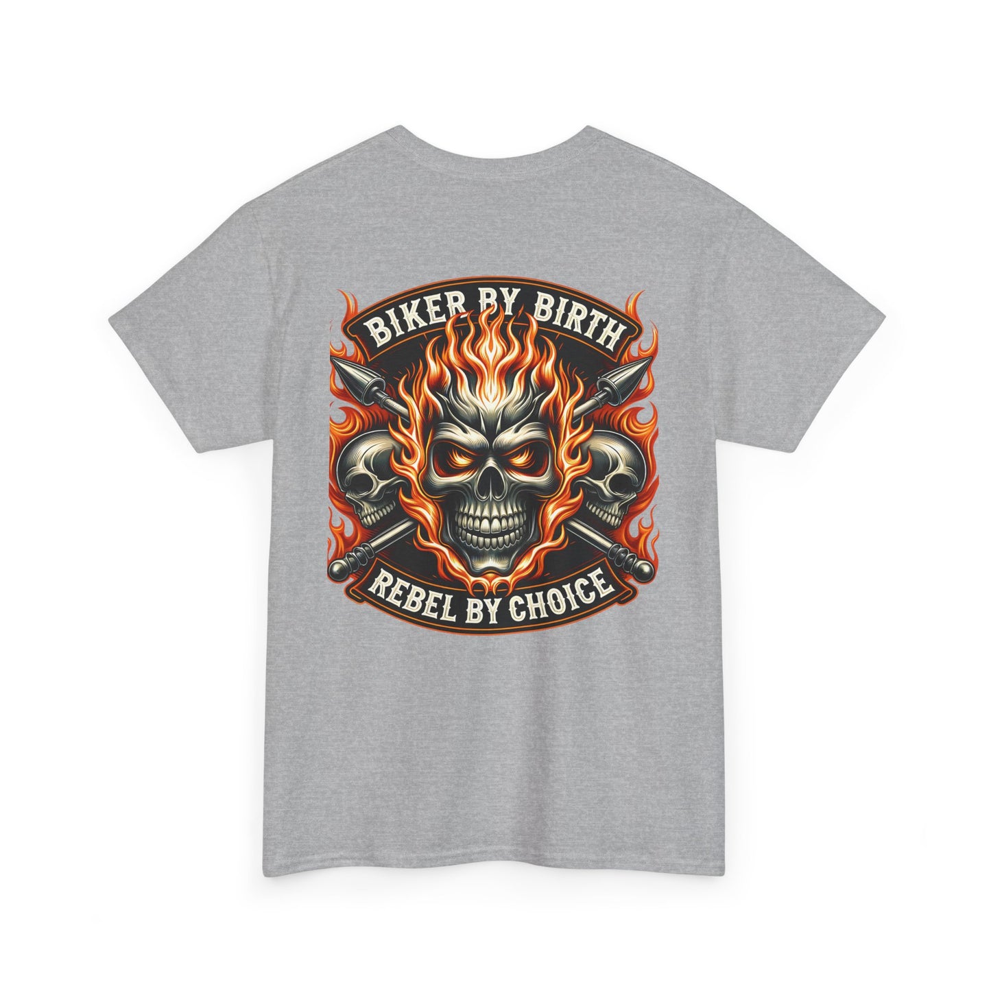 Biker Rebel Unisex Heavy Cotton Tee, Edgy Graphic T-Shirt, Gift for Bikers, Vintage Style Tee, Casual Wear, Cool Apparel