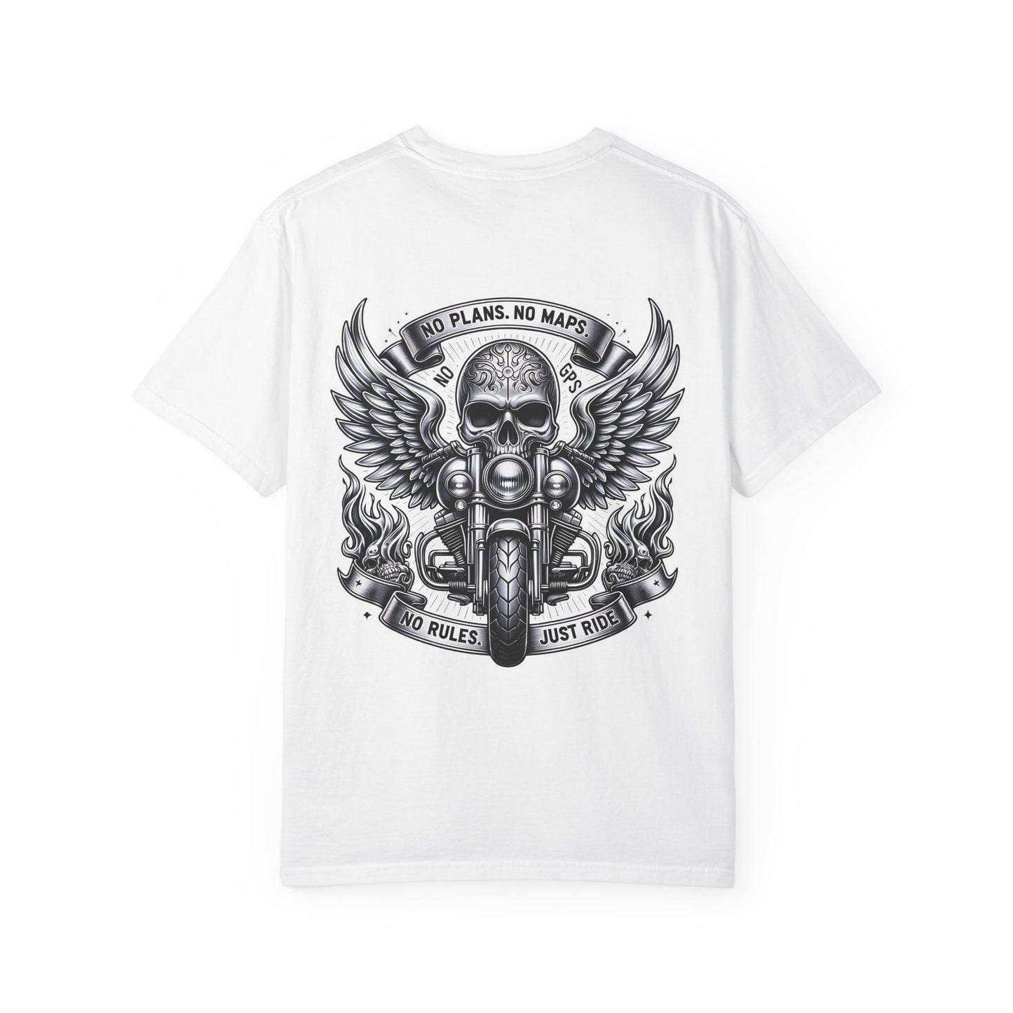 Rebellious Motorcycle Graphic Tee, Unisex Biker Shirt, Skull Design Apparel, Vintage Style T-Shirt, Gift for Riders, Casual Summer Wear