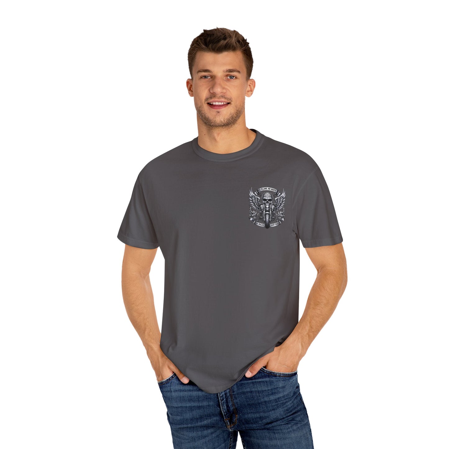Rebellious Motorcycle Graphic Tee, Unisex Biker Shirt, Skull Design Apparel, Vintage Style T-Shirt, Gift for Riders, Casual Summer Wear
