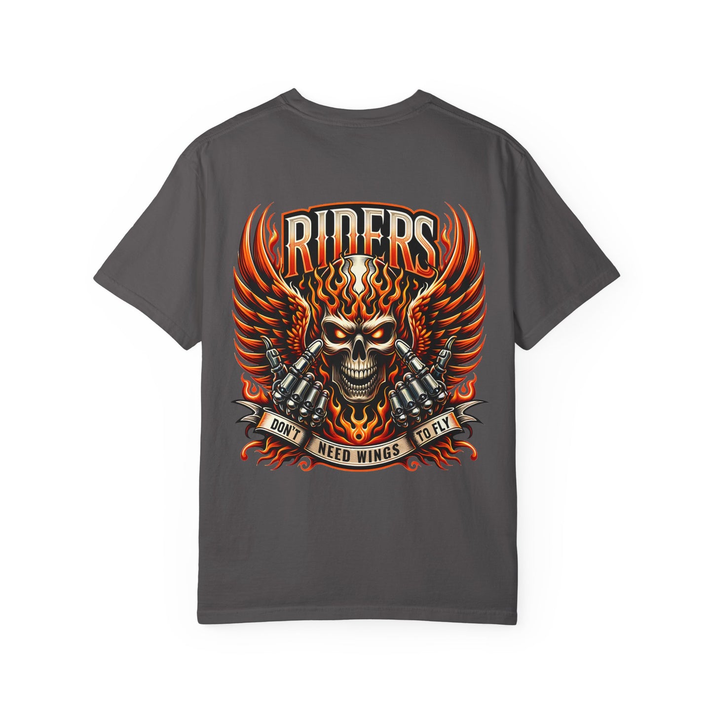 Unisex Rider Graphic T-Shirt, Vintage Motorcycle Tee, Skull and Wings Shirt, Rebel Biker Apparel, Perfect for Riders and Bike Lovers