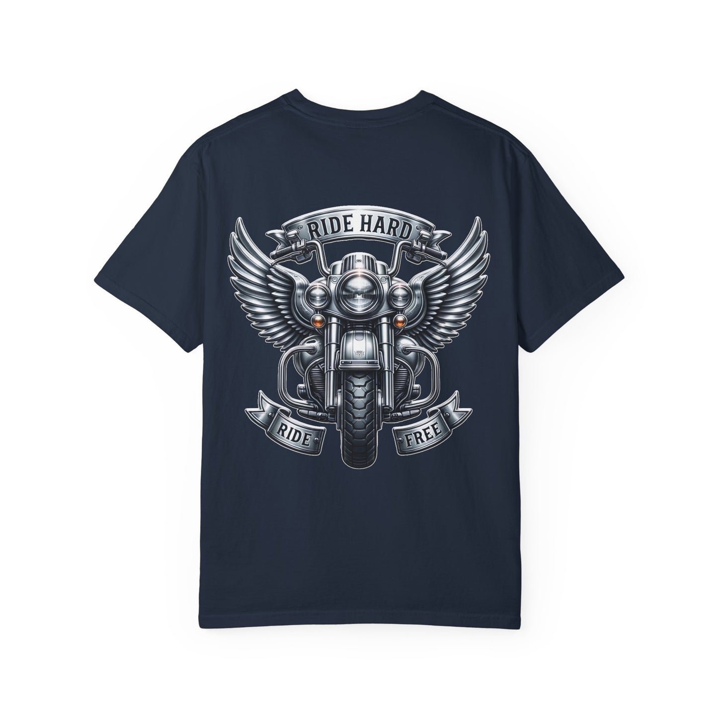 Ride Hard Unisex Garment-Dyed T-Shirt | Vintage Motorcycle Tee, Biker Gift, Freedom Shirt, Casual Wear, Ride Free Apparel