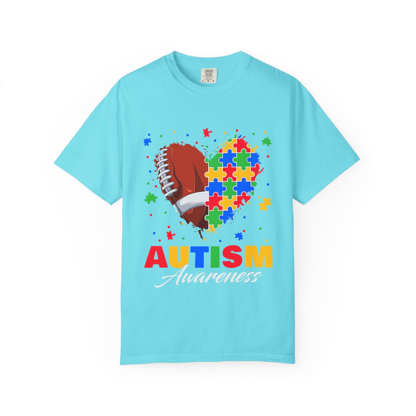 Autism Awareness T-Shirt, Unisex Garment-Dyed Tee, Heart Puzzle Design, Perfect for Awareness Events, Gifts, and Everyday Wear