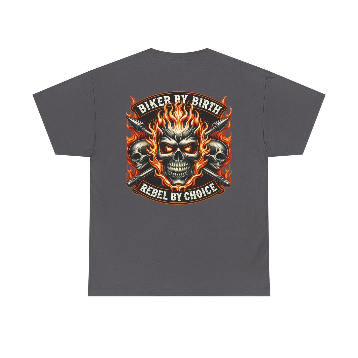 Biker Rebel Unisex Heavy Cotton Tee, Edgy Graphic T-Shirt, Gift for Bikers, Vintage Style Tee, Casual Wear, Cool Apparel
