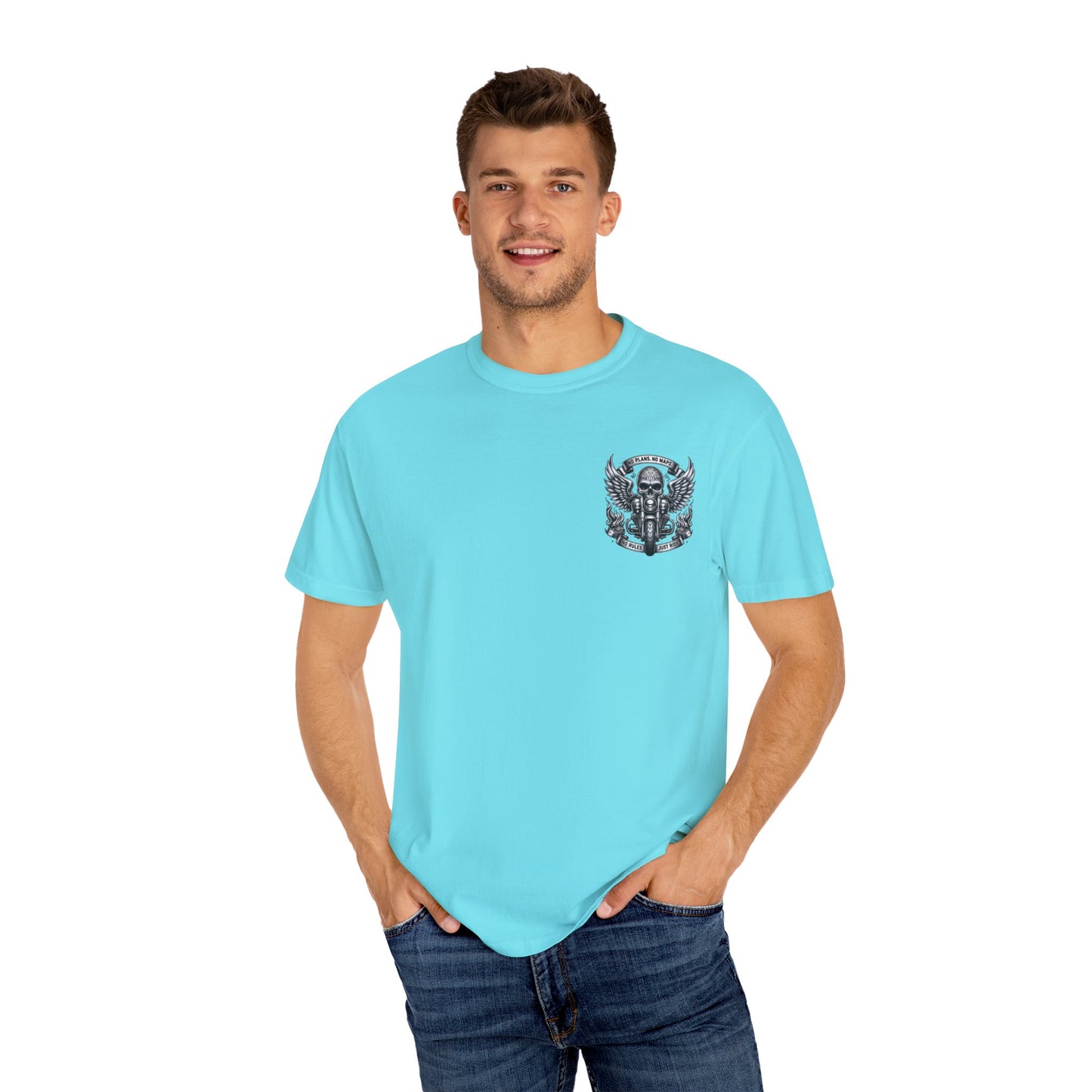 Rebellious Motorcycle Graphic Tee, Unisex Biker Shirt, Skull Design Apparel, Vintage Style T-Shirt, Gift for Riders, Casual Summer Wear