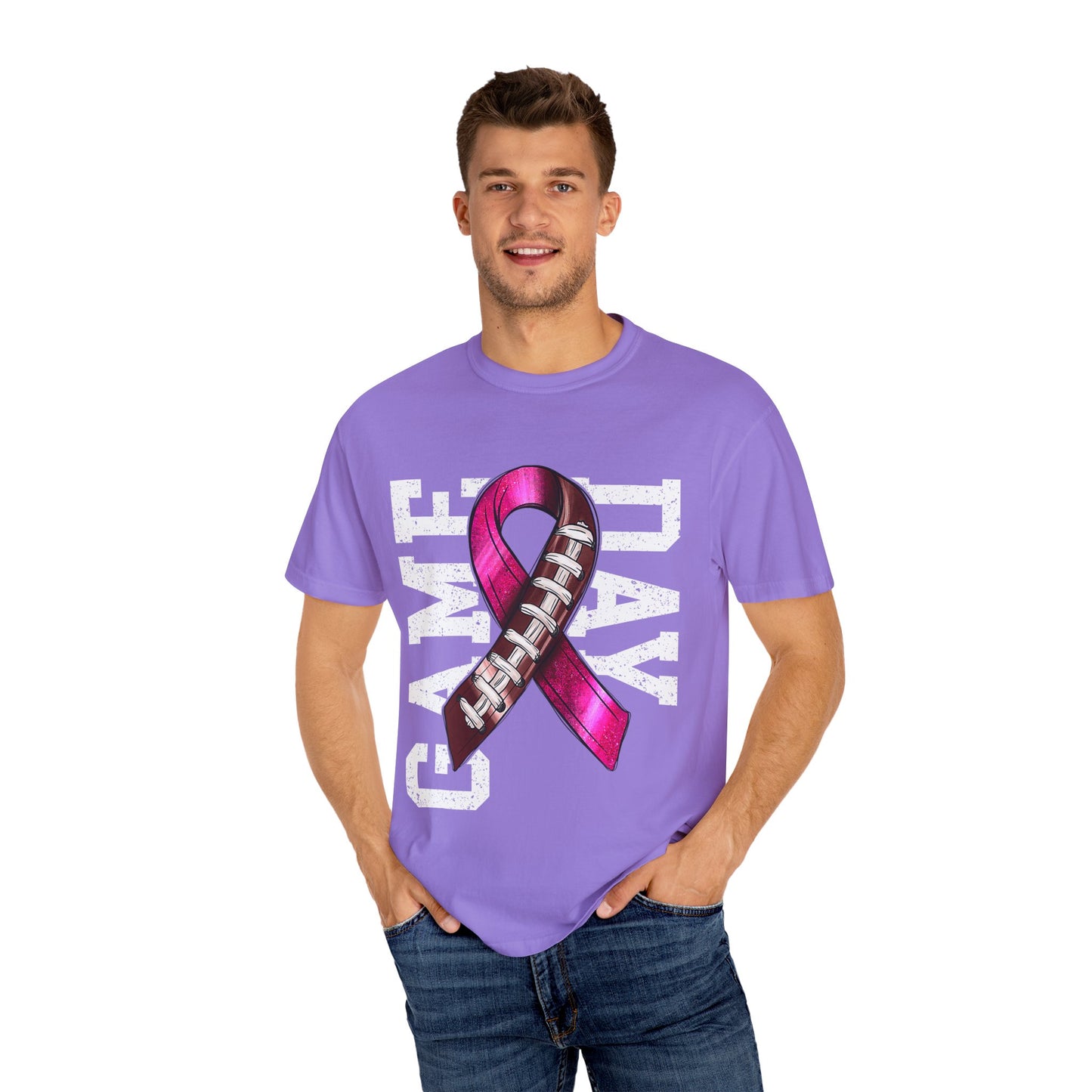 Game Day Football Awareness T-Shirt | Unisex, Casual Tee, Sports Fan Gift, Breast Cancer Awareness Tee, Game Day Outfit