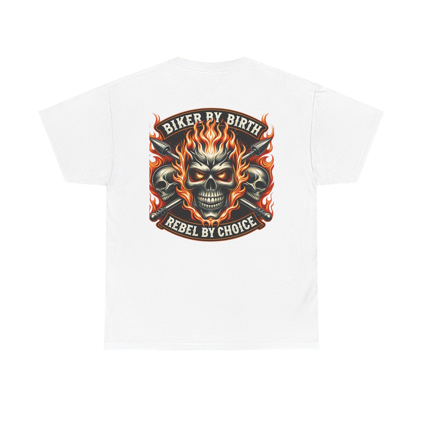 Biker Rebel Unisex Heavy Cotton Tee, Edgy Graphic T-Shirt, Gift for Bikers, Vintage Style Tee, Casual Wear, Cool Apparel