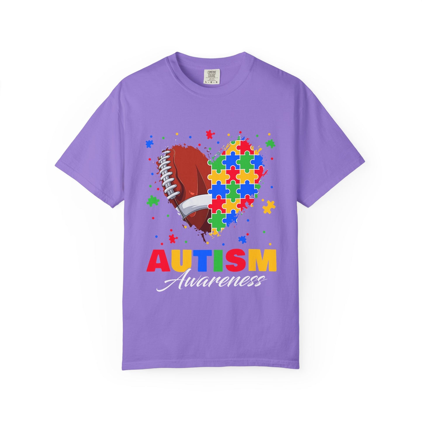 Autism Awareness T-Shirt, Unisex Garment-Dyed Tee, Heart Puzzle Design, Perfect for Awareness Events, Gifts, and Everyday Wear