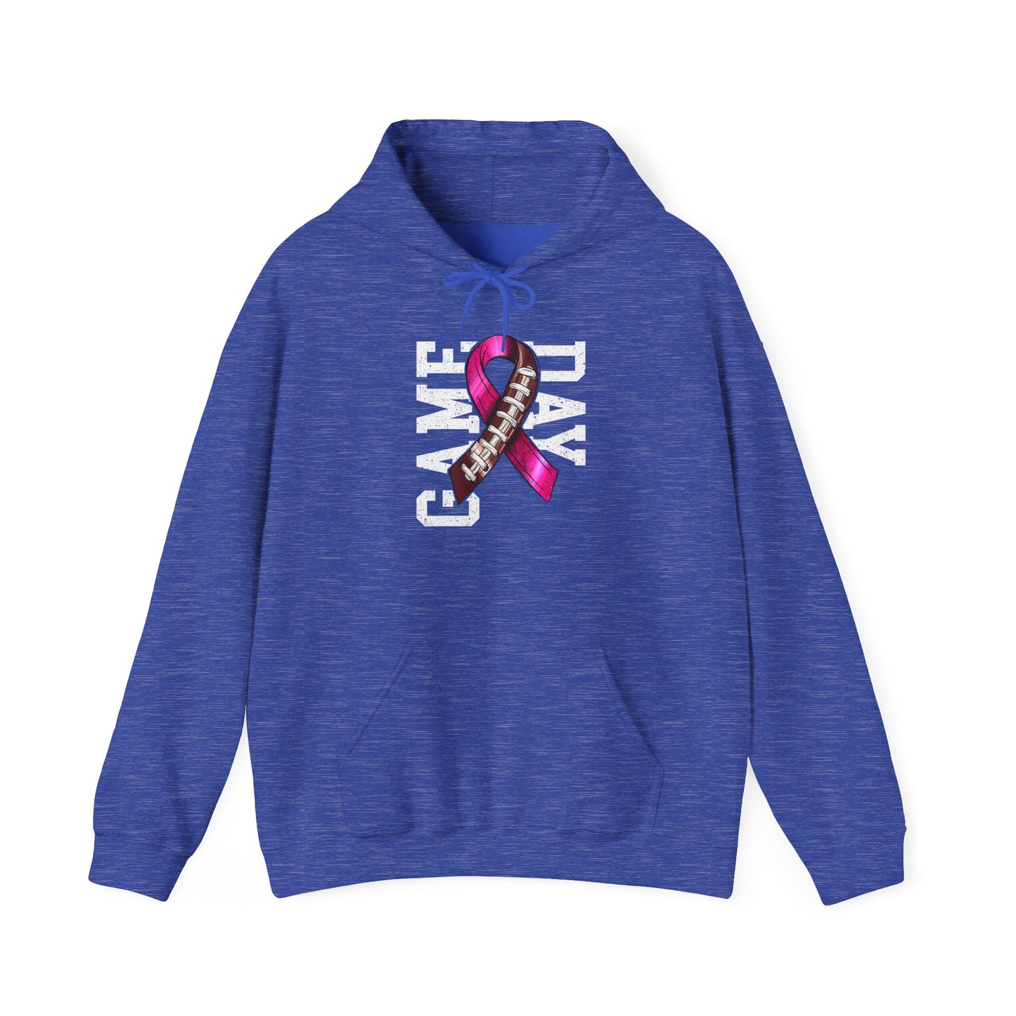 Pink Ribbon Game Day Hoodie for Football Fans, Unisex Sweatshirt, Breast Cancer Awareness, Sporty Gifts, Game Night Apparel