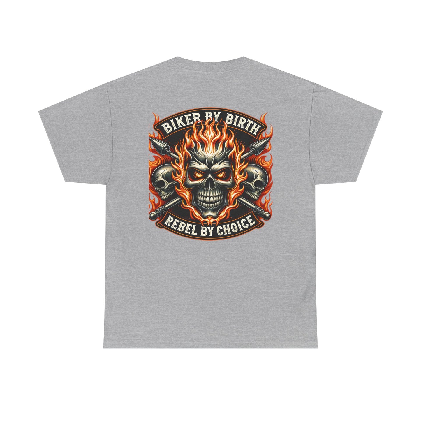 Biker Rebel Unisex Heavy Cotton Tee, Edgy Graphic T-Shirt, Gift for Bikers, Vintage Style Tee, Casual Wear, Cool Apparel