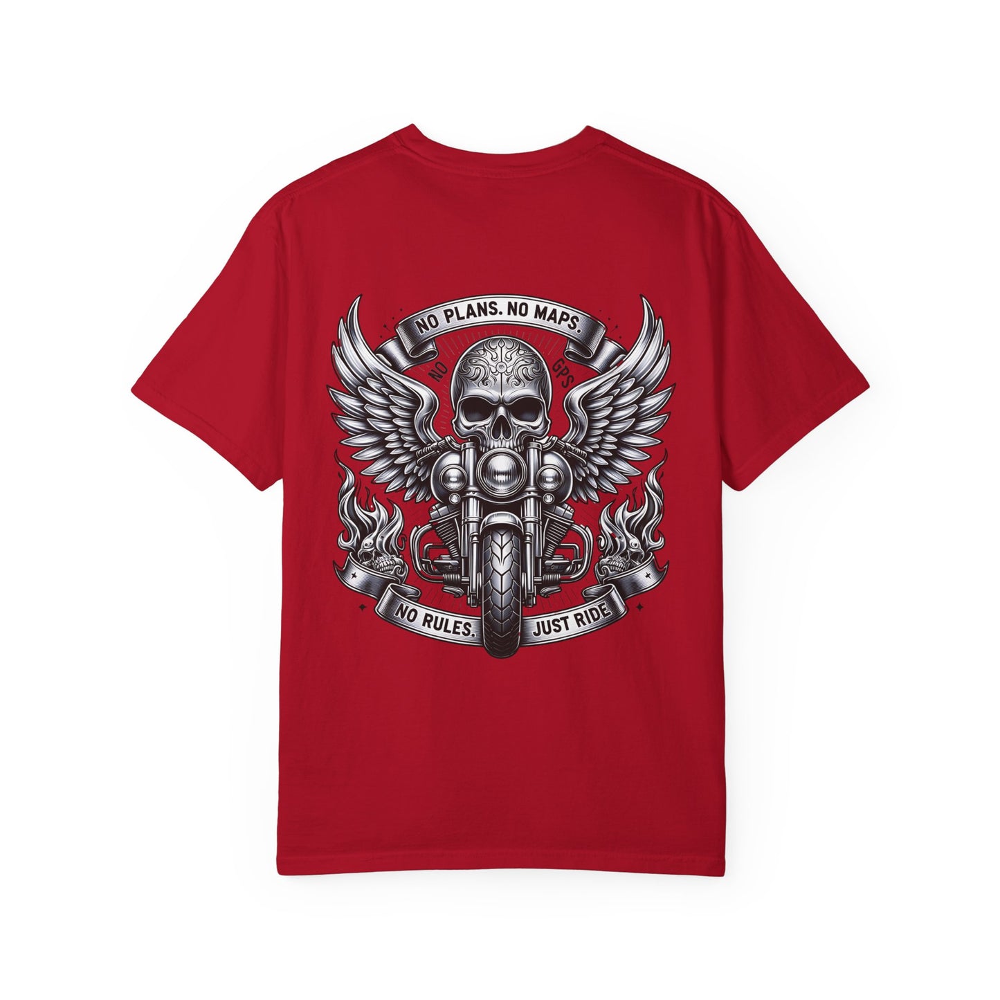 Rebellious Motorcycle Graphic Tee, Unisex Biker Shirt, Skull Design Apparel, Vintage Style T-Shirt, Gift for Riders, Casual Summer Wear