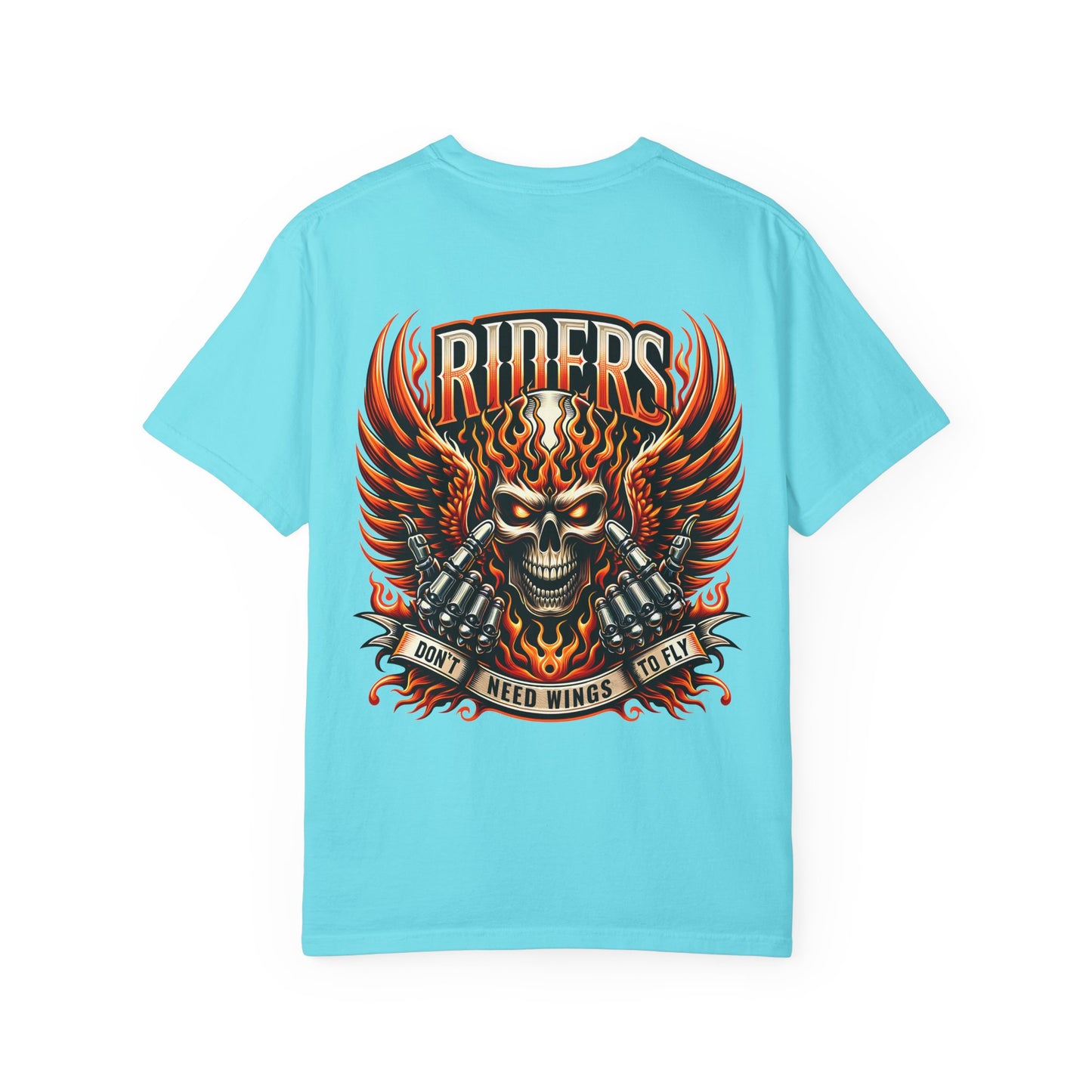 Unisex Rider Graphic T-Shirt, Vintage Motorcycle Tee, Skull and Wings Shirt, Rebel Biker Apparel, Perfect for Riders and Bike Lovers