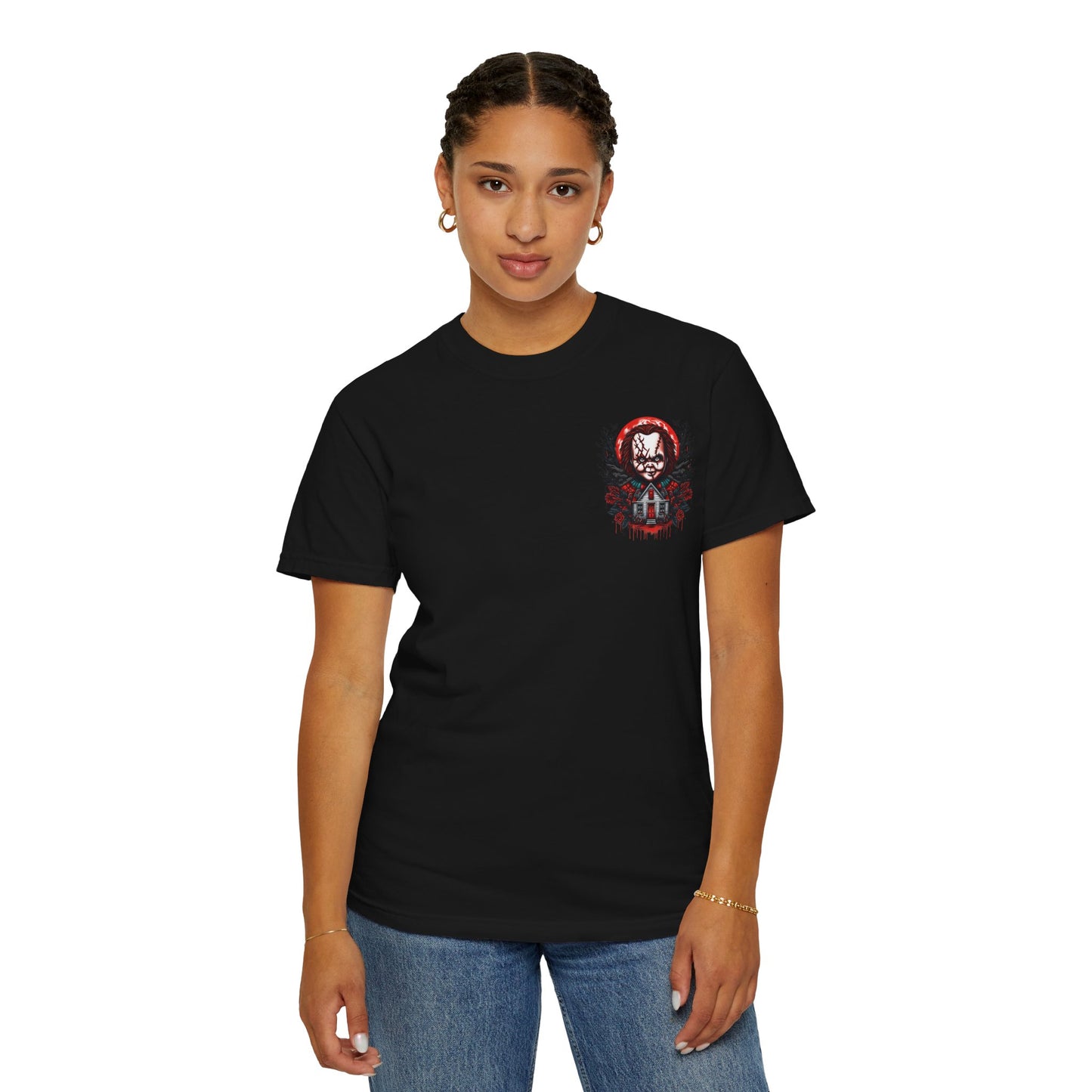 Chilling Horror Graphic T-Shirt, Halloween Costume, Unisex Tee, Spooky Gift, Creepy Apparel, Horror Lover's Merchandise