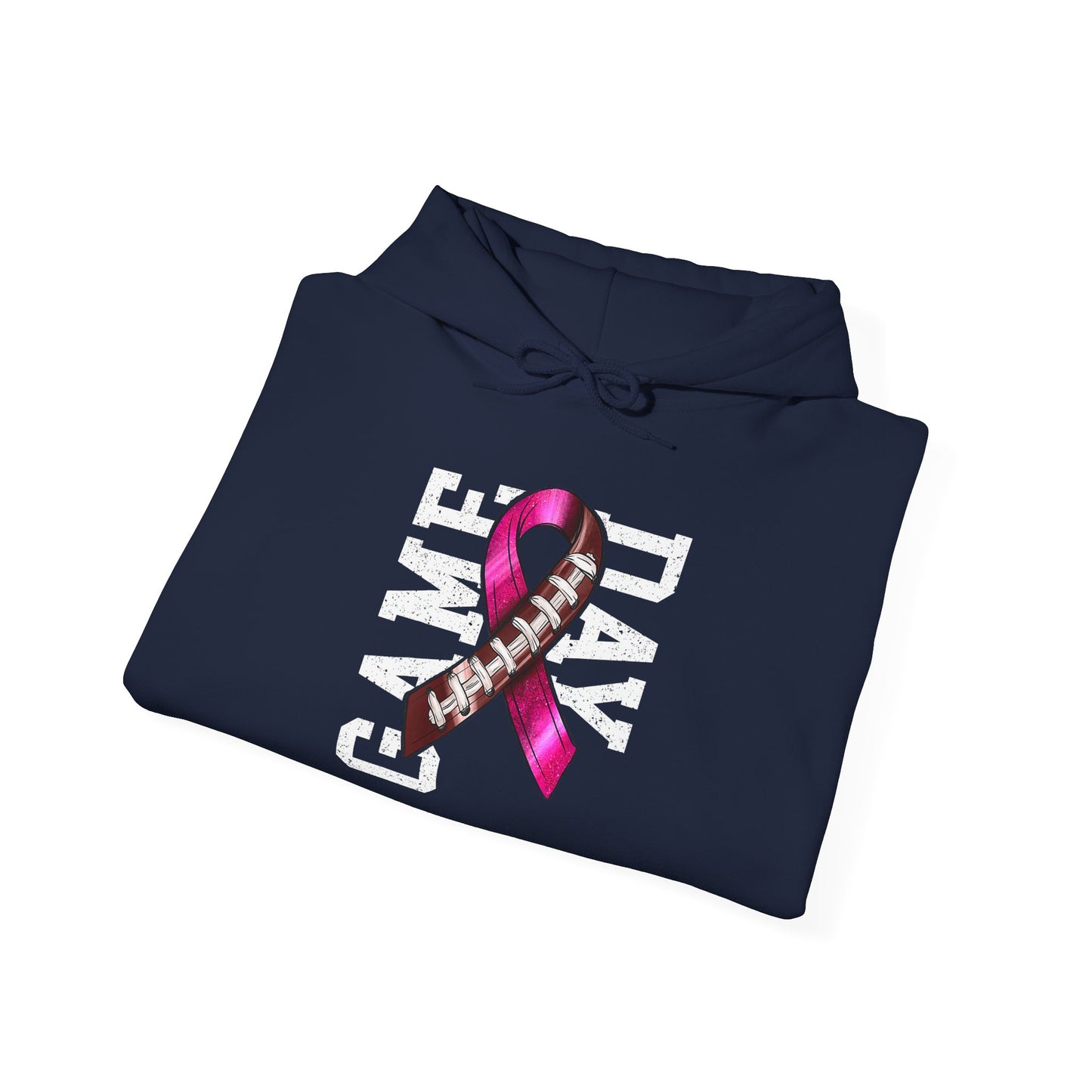 Pink Ribbon Game Day Hoodie for Football Fans, Unisex Sweatshirt, Breast Cancer Awareness, Sporty Gifts, Game Night Apparel