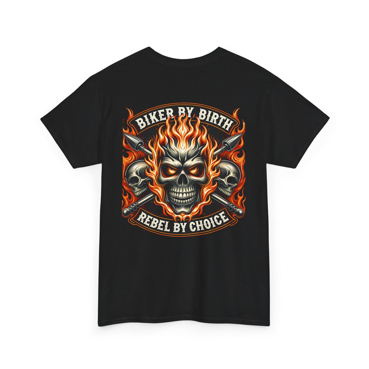 Biker Rebel Unisex Heavy Cotton Tee, Edgy Graphic T-Shirt, Gift for Bikers, Vintage Style Tee, Casual Wear, Cool Apparel