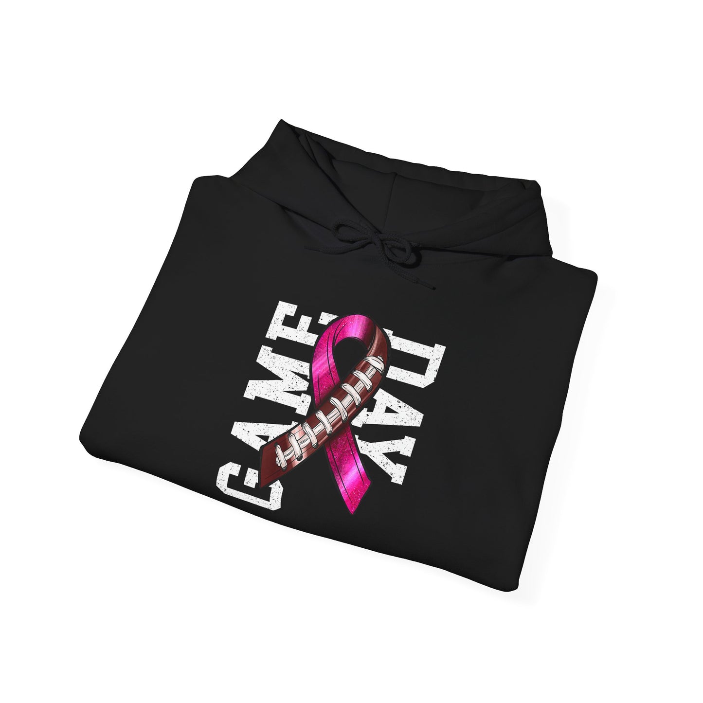 Pink Ribbon Game Day Hoodie for Football Fans, Unisex Sweatshirt, Breast Cancer Awareness, Sporty Gifts, Game Night Apparel