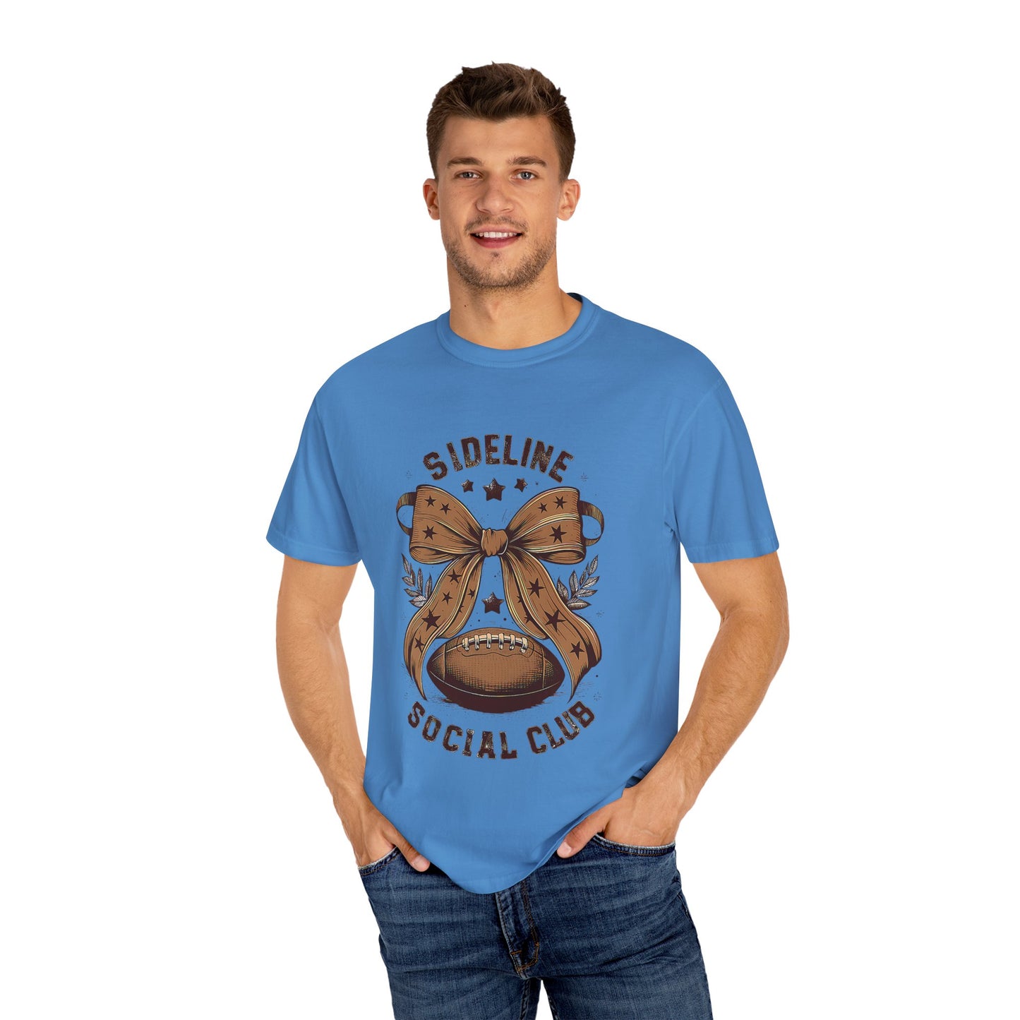 Football-Themed Unisex T-Shirt, Sideline Social Club Tee, Cozy Game Day Shirt, Perfect for Sports Lovers, Gifts for Football Fans