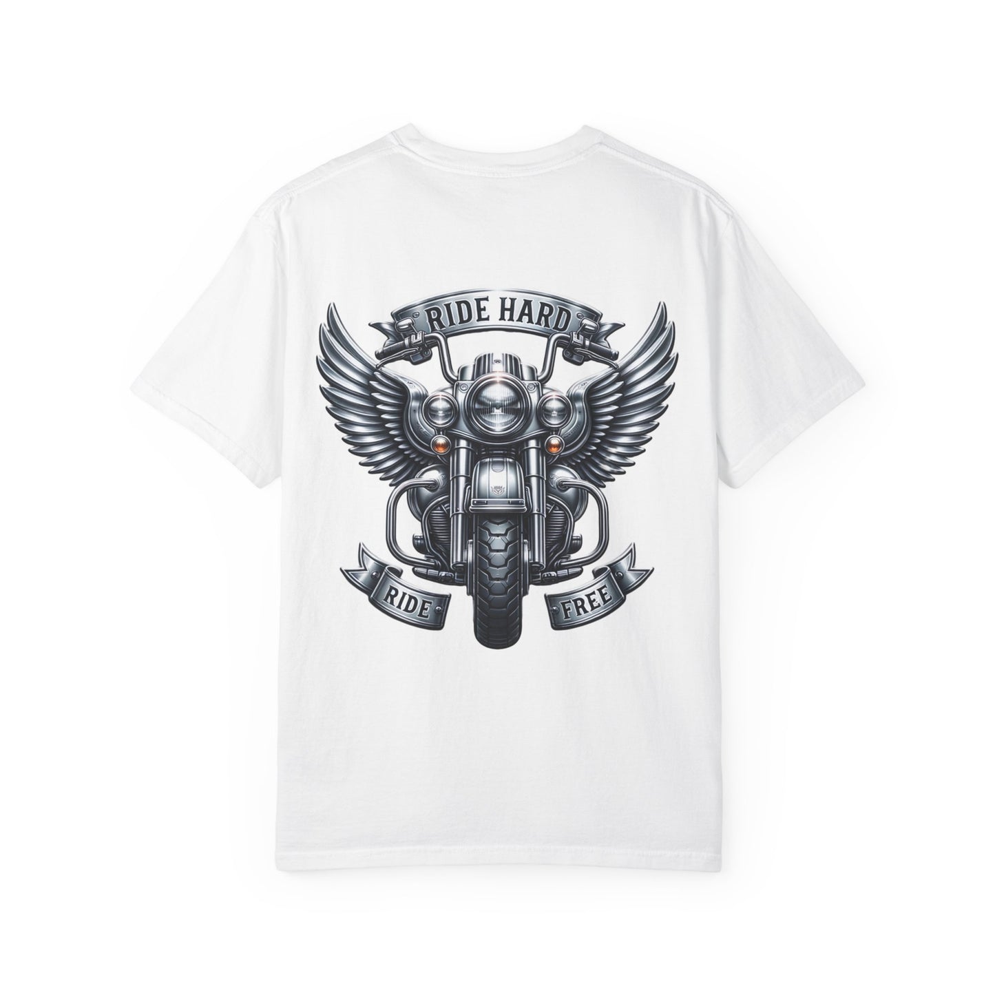 Ride Hard Unisex Garment-Dyed T-Shirt | Vintage Motorcycle Tee, Biker Gift, Freedom Shirt, Casual Wear, Ride Free Apparel