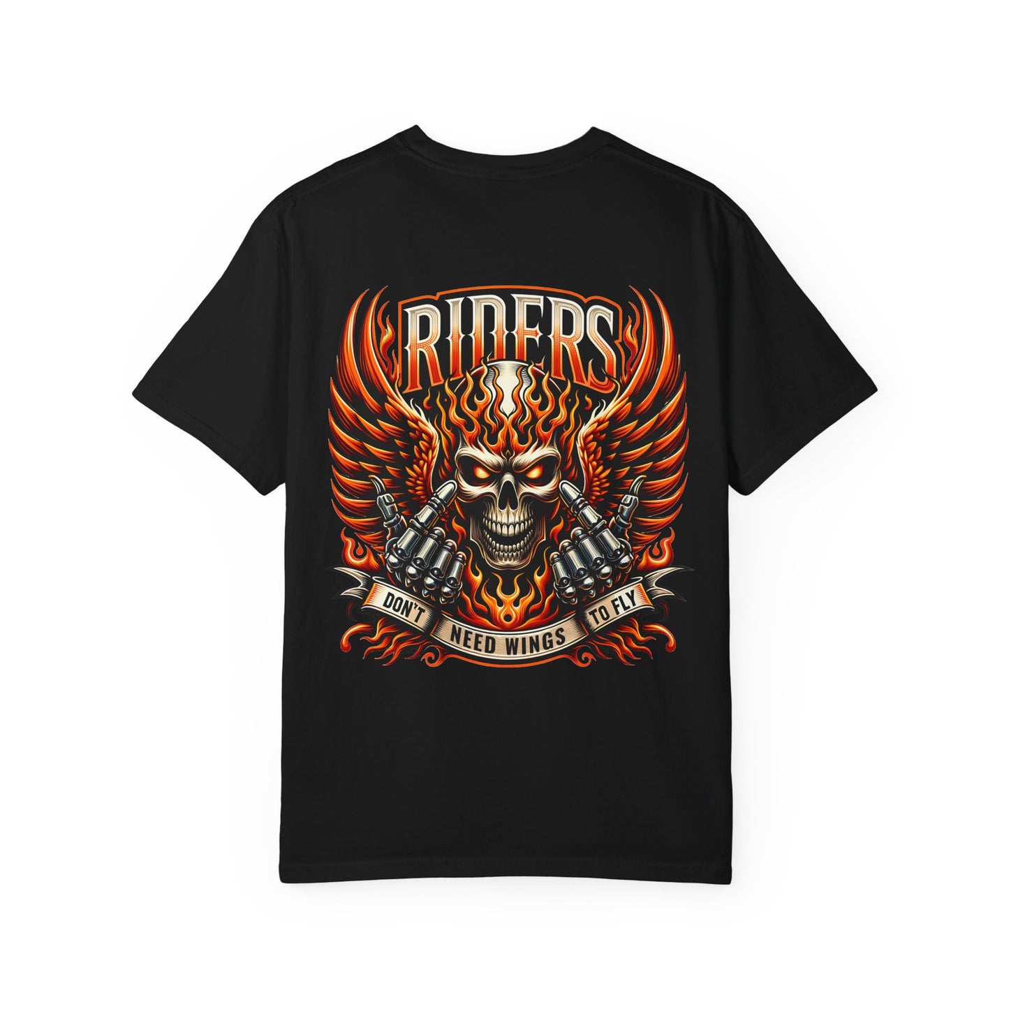 Unisex Rider Graphic T-Shirt, Vintage Motorcycle Tee, Skull and Wings Shirt, Rebel Biker Apparel, Perfect for Riders and Bike Lovers