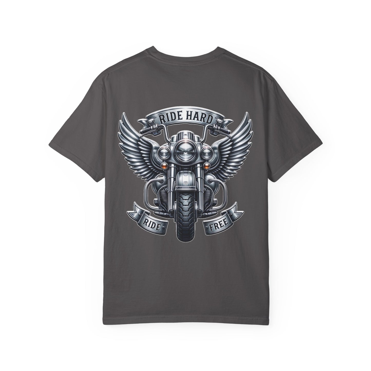 Ride Hard Unisex Garment-Dyed T-Shirt | Vintage Motorcycle Tee, Biker Gift, Freedom Shirt, Casual Wear, Ride Free Apparel