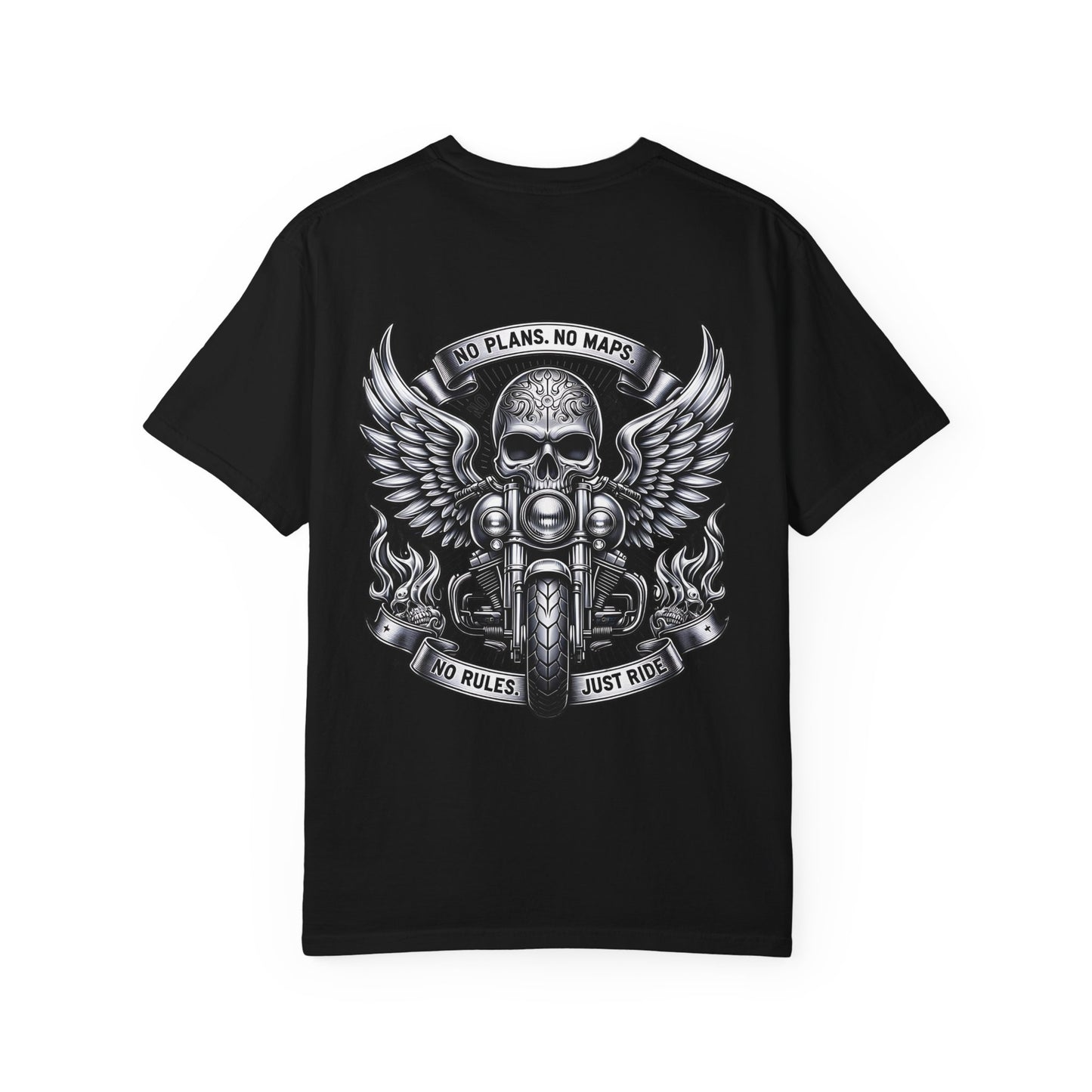 Rebellious Motorcycle Graphic Tee, Unisex Biker Shirt, Skull Design Apparel, Vintage Style T-Shirt, Gift for Riders, Casual Summer Wear