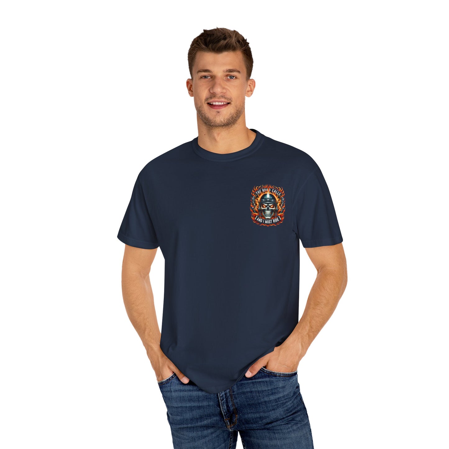Unisex Motorcycle Graphic Tee - The Road Calls, Biker Shirt, Gift for Riders, Casual Wear, Unique Graphic T-shirt