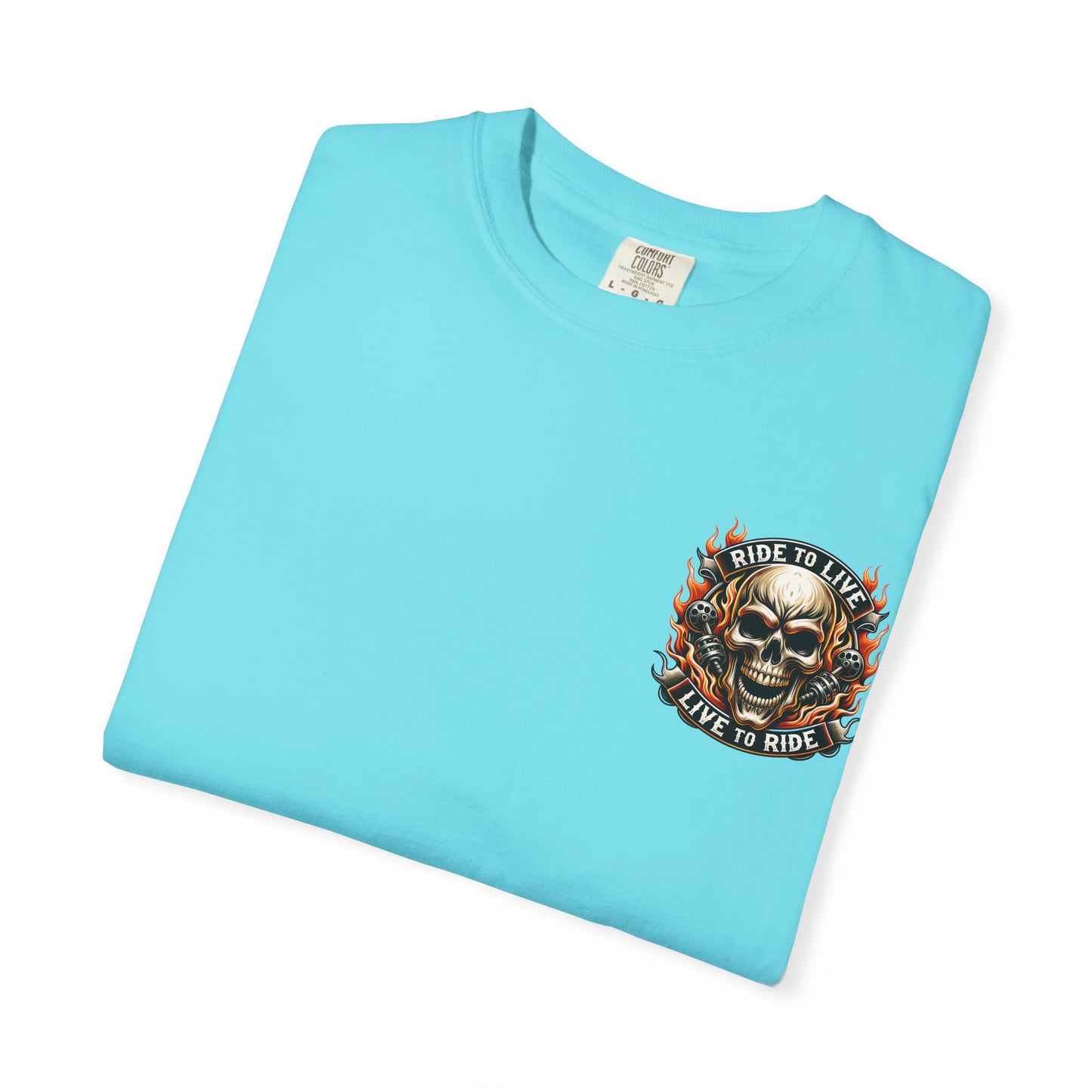 Biker Graphic Tee with Skull Design, Perfect for Motorcycle Lovers, Casual Everyday Wear, Gift for Riders, Halloween & Bikers Events