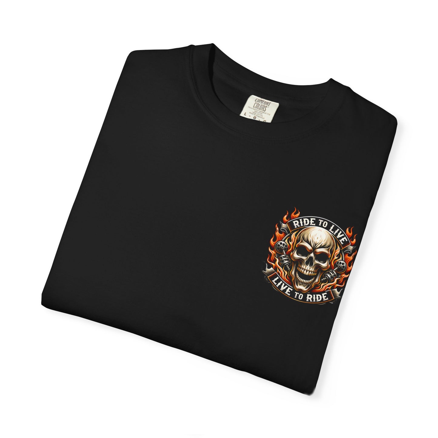 Biker Graphic Tee with Skull Design, Perfect for Motorcycle Lovers, Casual Everyday Wear, Gift for Riders, Halloween & Bikers Events