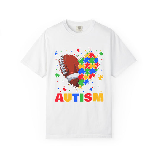 Autism Awareness T-Shirt, Unisex Garment-Dyed Tee, Heart Puzzle Design, Perfect for Awareness Events, Gifts, and Everyday Wear