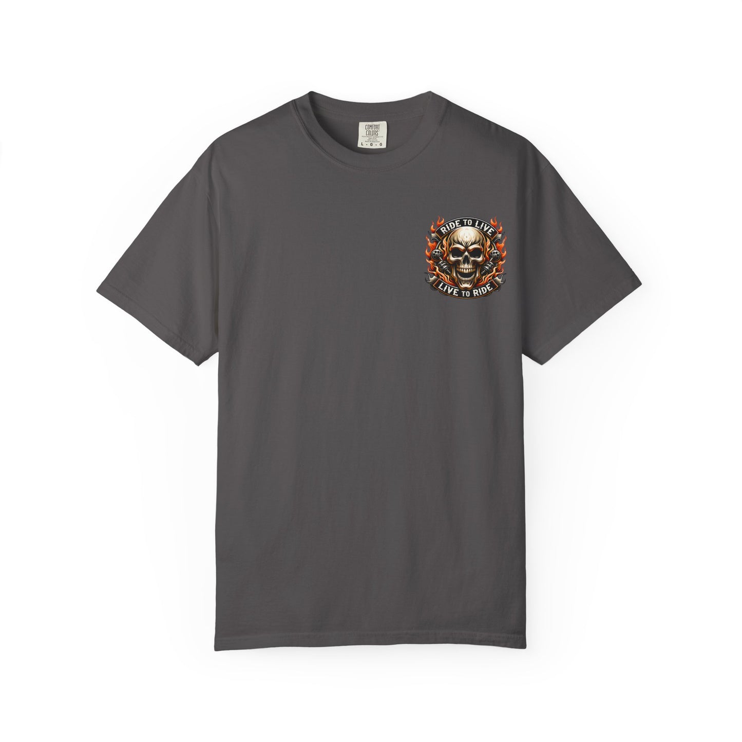 Biker Graphic Tee with Skull Design, Perfect for Motorcycle Lovers, Casual Everyday Wear, Gift for Riders, Halloween & Bikers Events