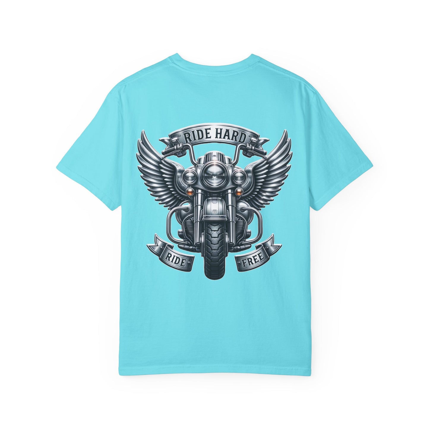 Ride Hard Unisex Garment-Dyed T-Shirt | Vintage Motorcycle Tee, Biker Gift, Freedom Shirt, Casual Wear, Ride Free Apparel