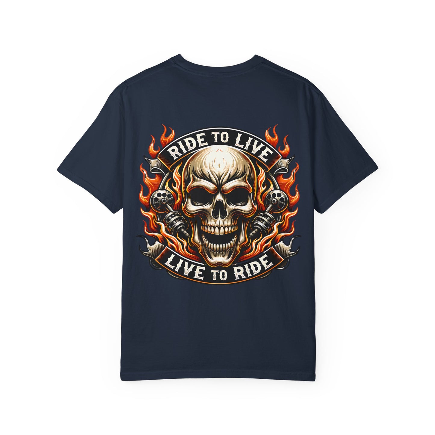 Biker Graphic Tee with Skull Design, Perfect for Motorcycle Lovers, Casual Everyday Wear, Gift for Riders, Halloween & Bikers Events