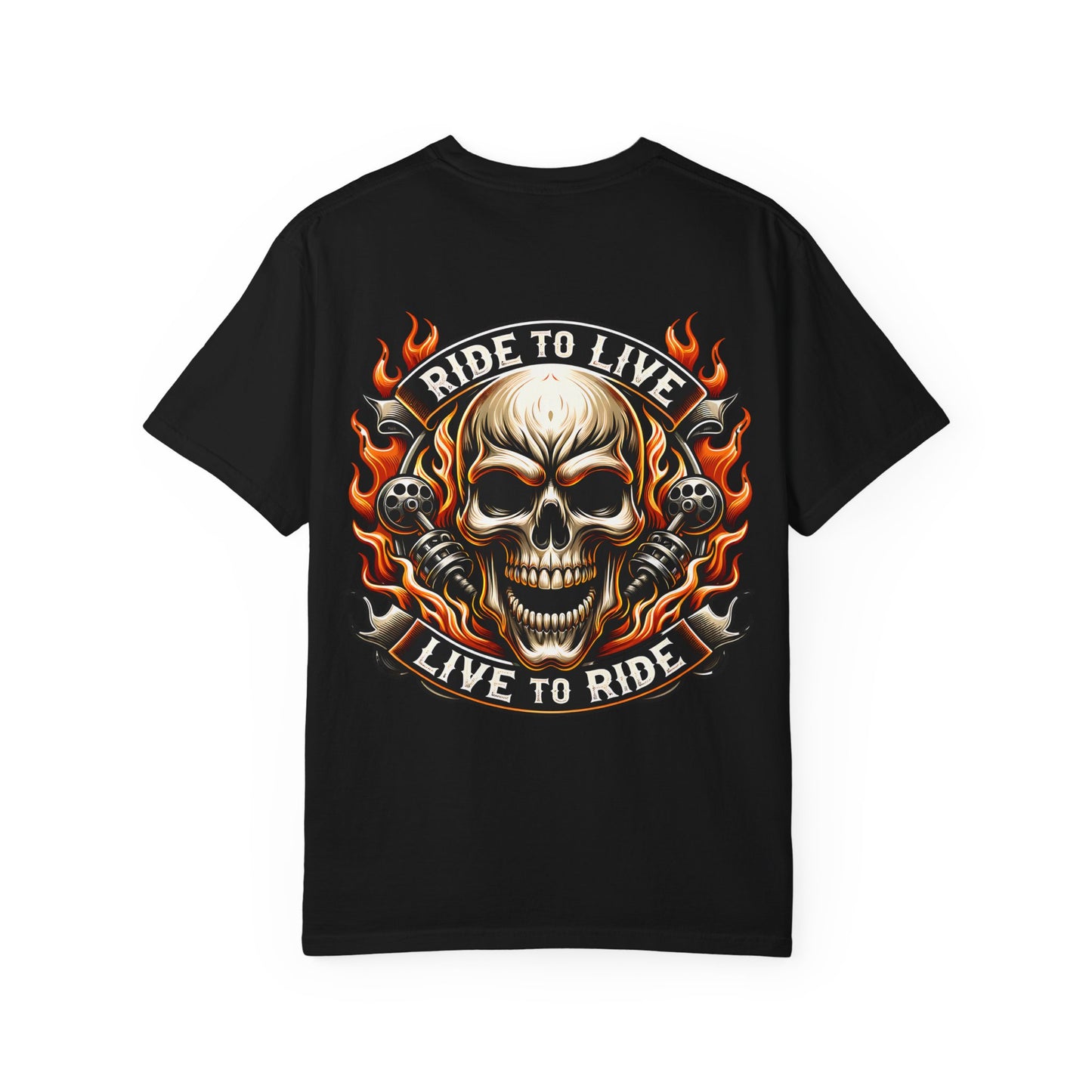 Biker Graphic Tee with Skull Design, Perfect for Motorcycle Lovers, Casual Everyday Wear, Gift for Riders, Halloween & Bikers Events