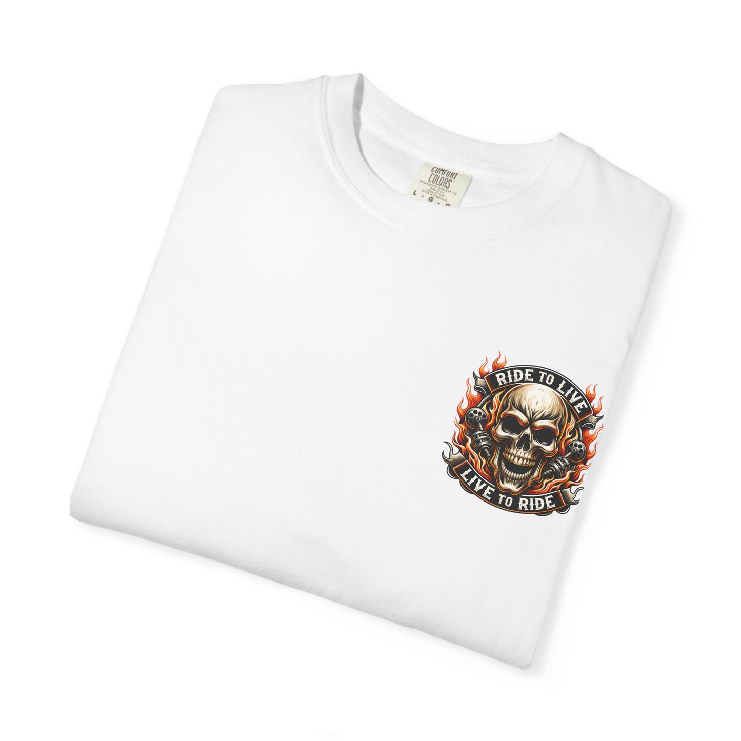 Biker Graphic Tee with Skull Design, Perfect for Motorcycle Lovers, Casual Everyday Wear, Gift for Riders, Halloween & Bikers Events